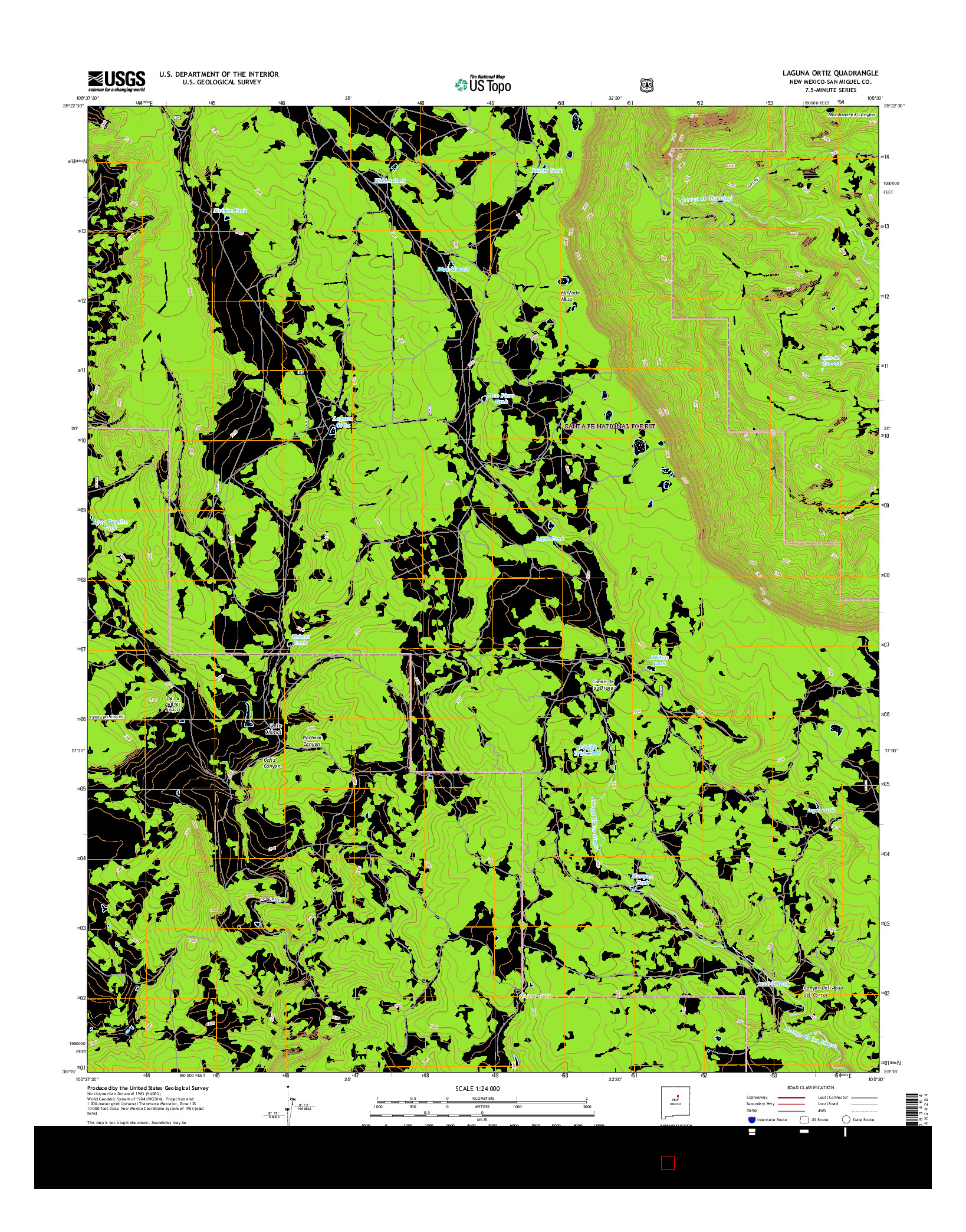 USGS US TOPO 7.5-MINUTE MAP FOR LAGUNA ORTIZ, NM 2017