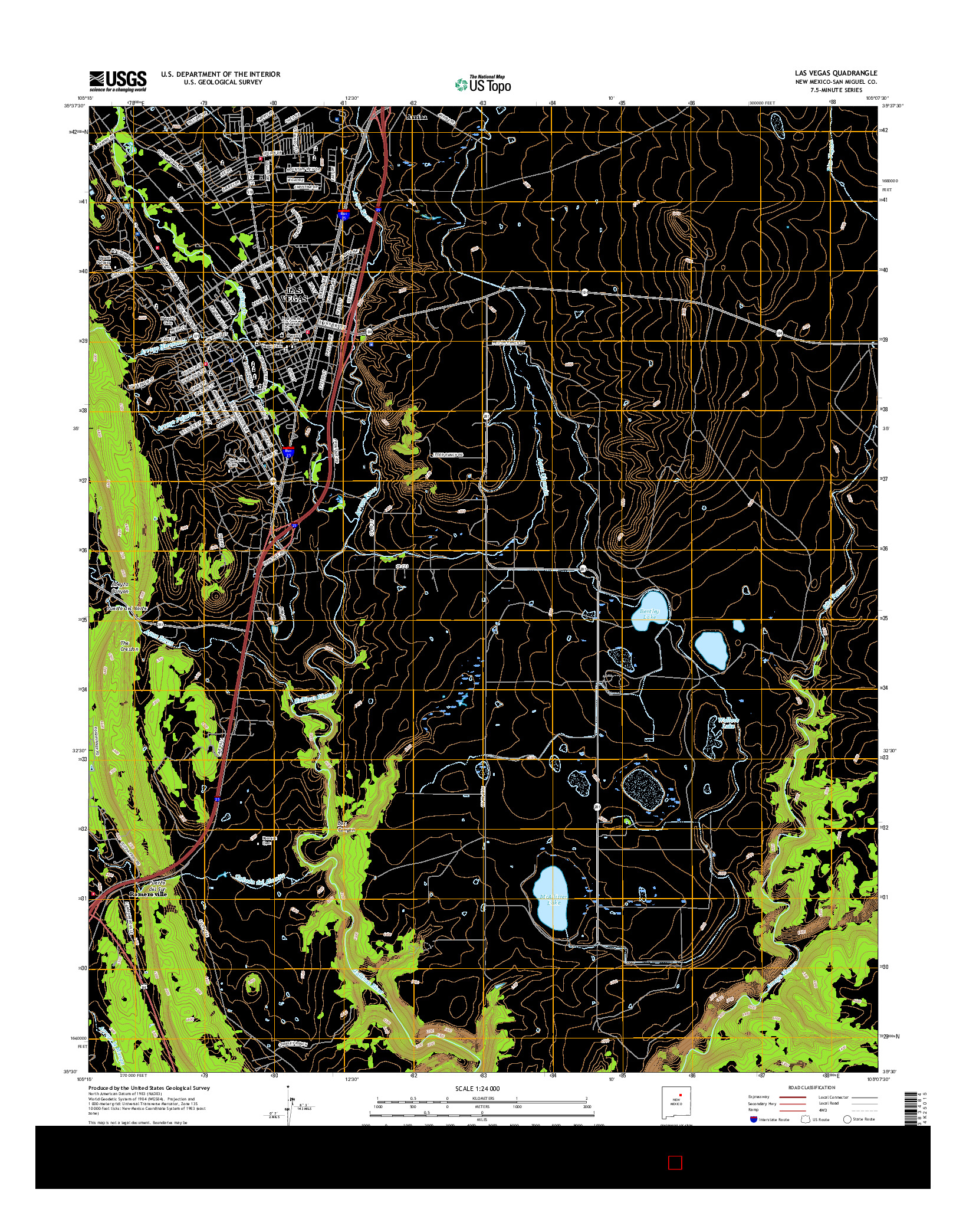 USGS US TOPO 7.5-MINUTE MAP FOR LAS VEGAS, NM 2017