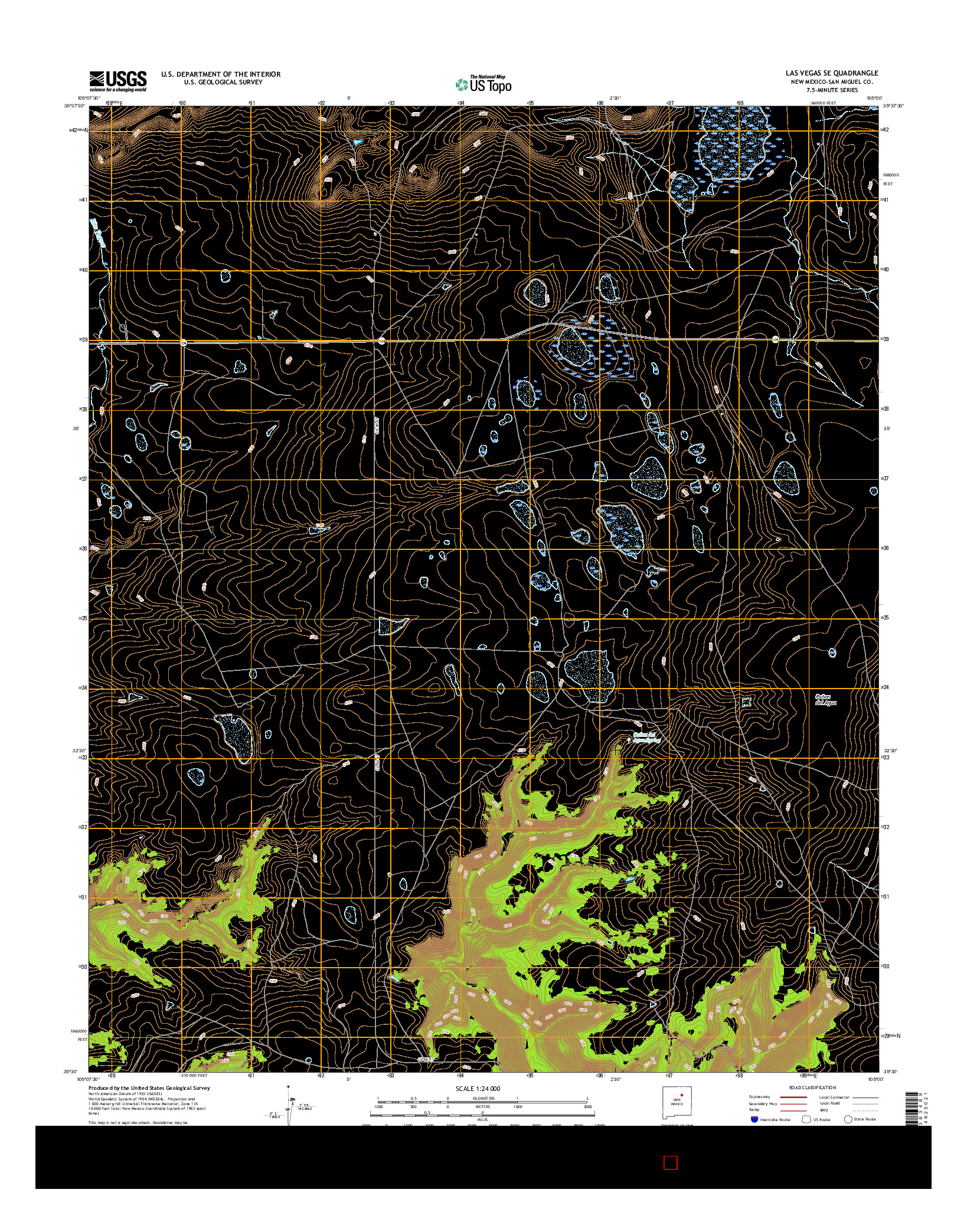 USGS US TOPO 7.5-MINUTE MAP FOR LAS VEGAS SE, NM 2017