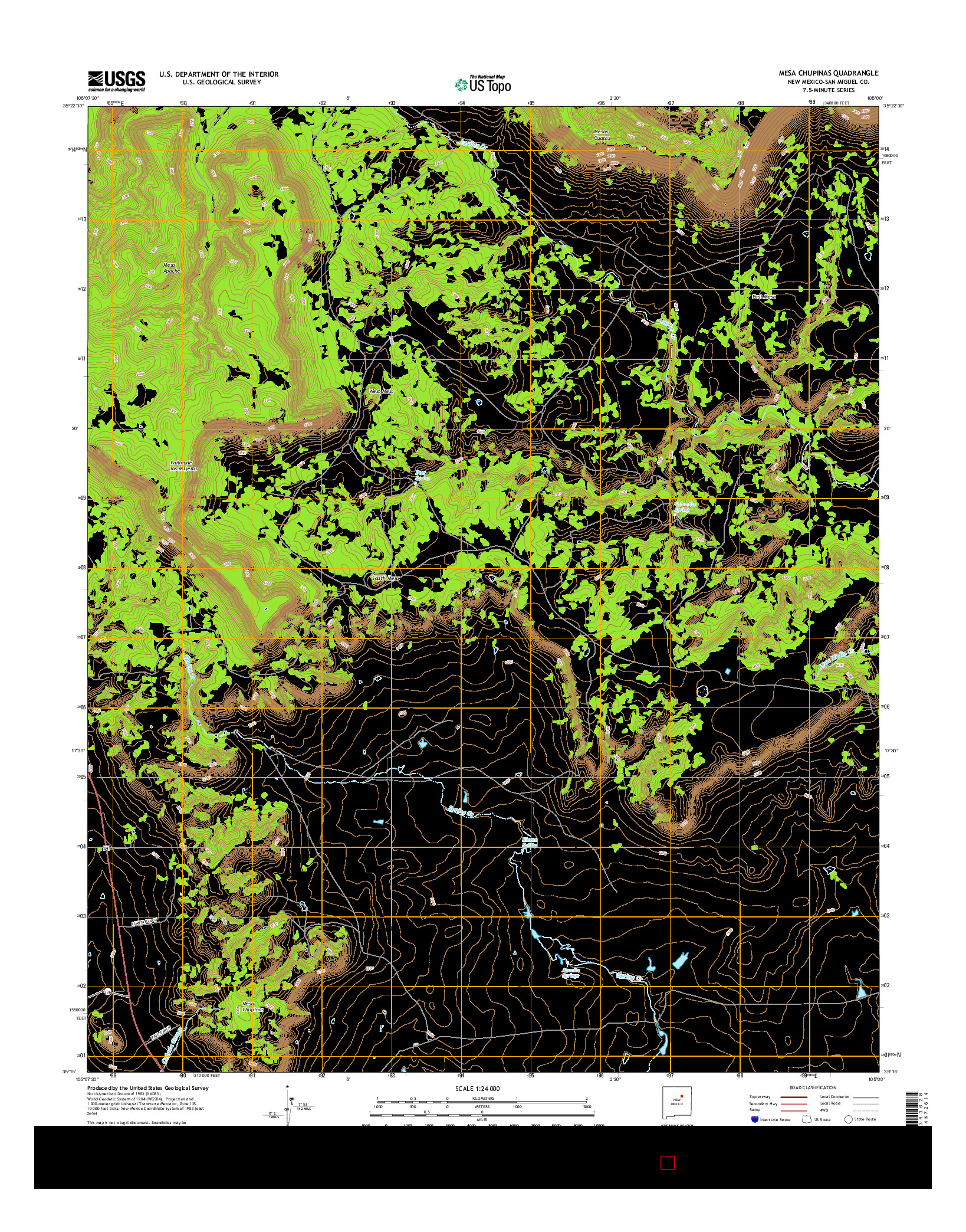 USGS US TOPO 7.5-MINUTE MAP FOR MESA CHUPINAS, NM 2017