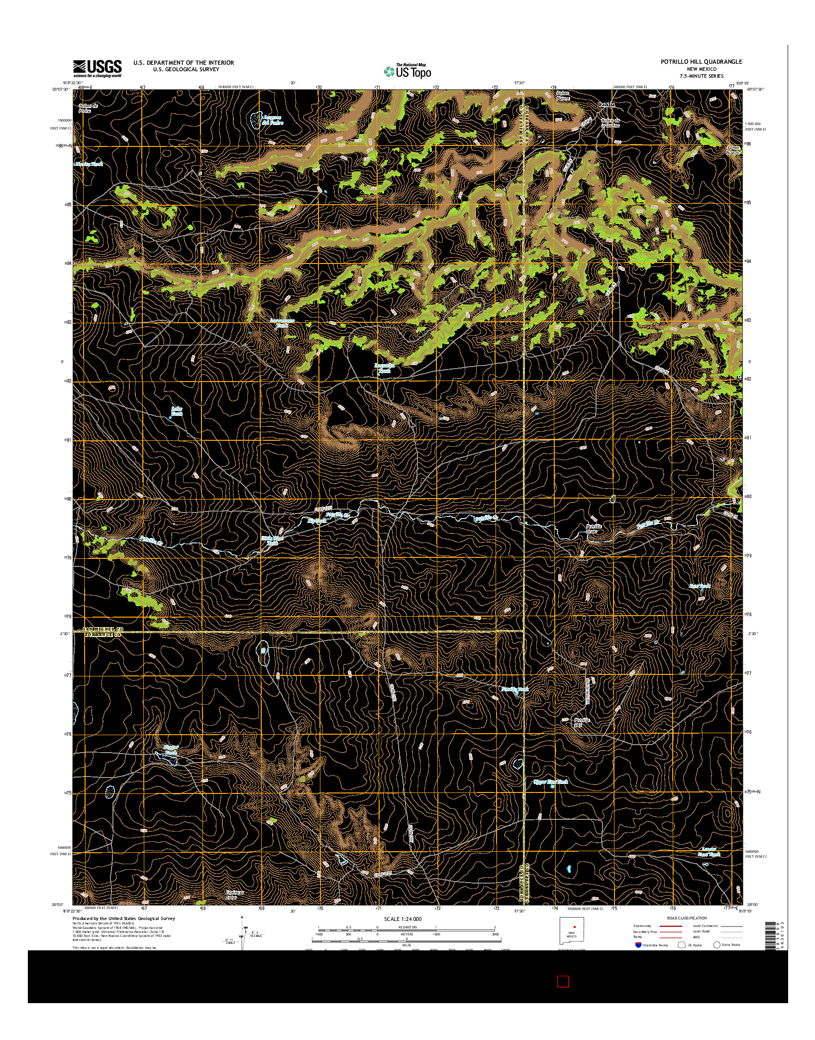 USGS US TOPO 7.5-MINUTE MAP FOR POTRILLO HILL, NM 2017