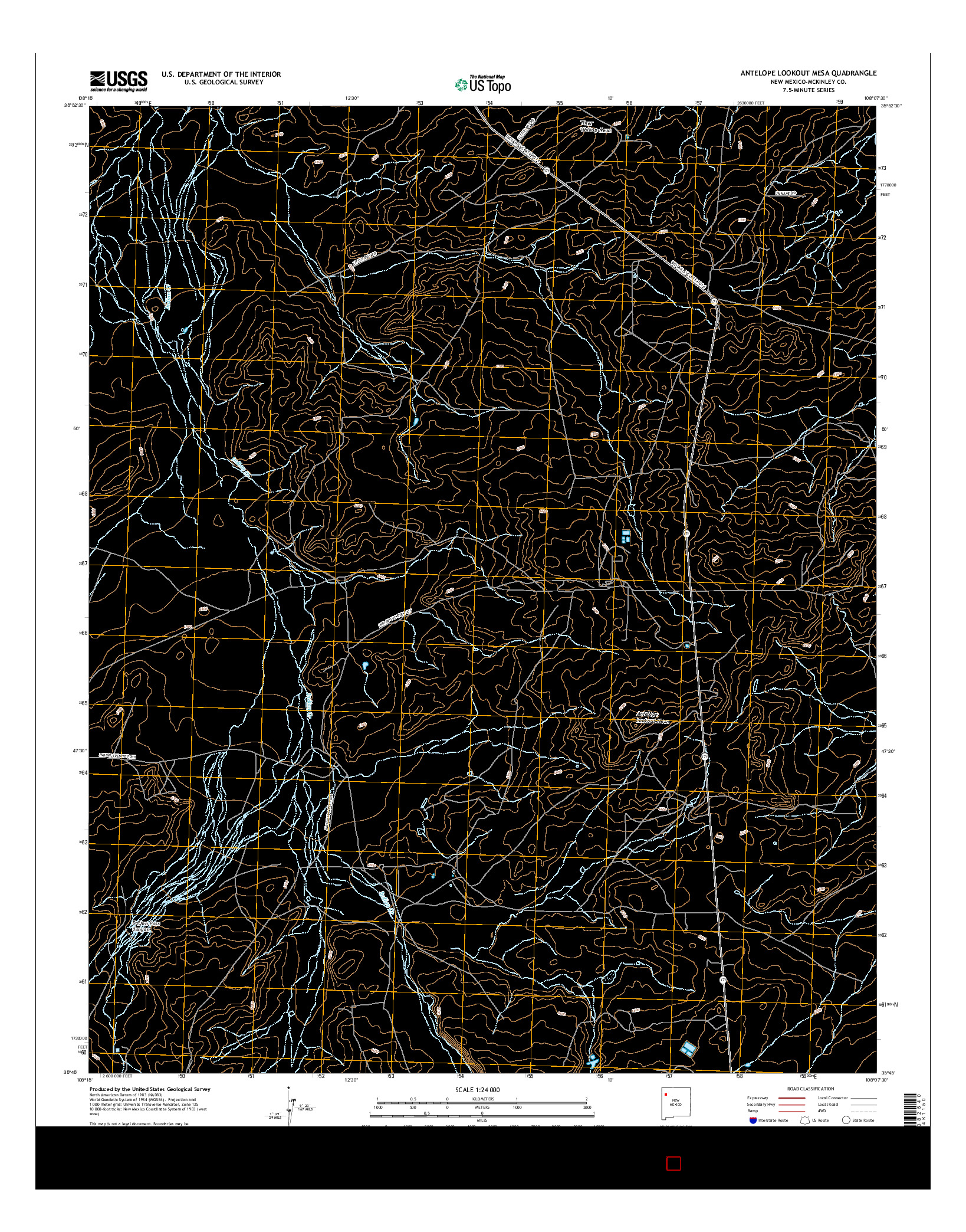 USGS US TOPO 7.5-MINUTE MAP FOR ANTELOPE LOOKOUT MESA, NM 2017