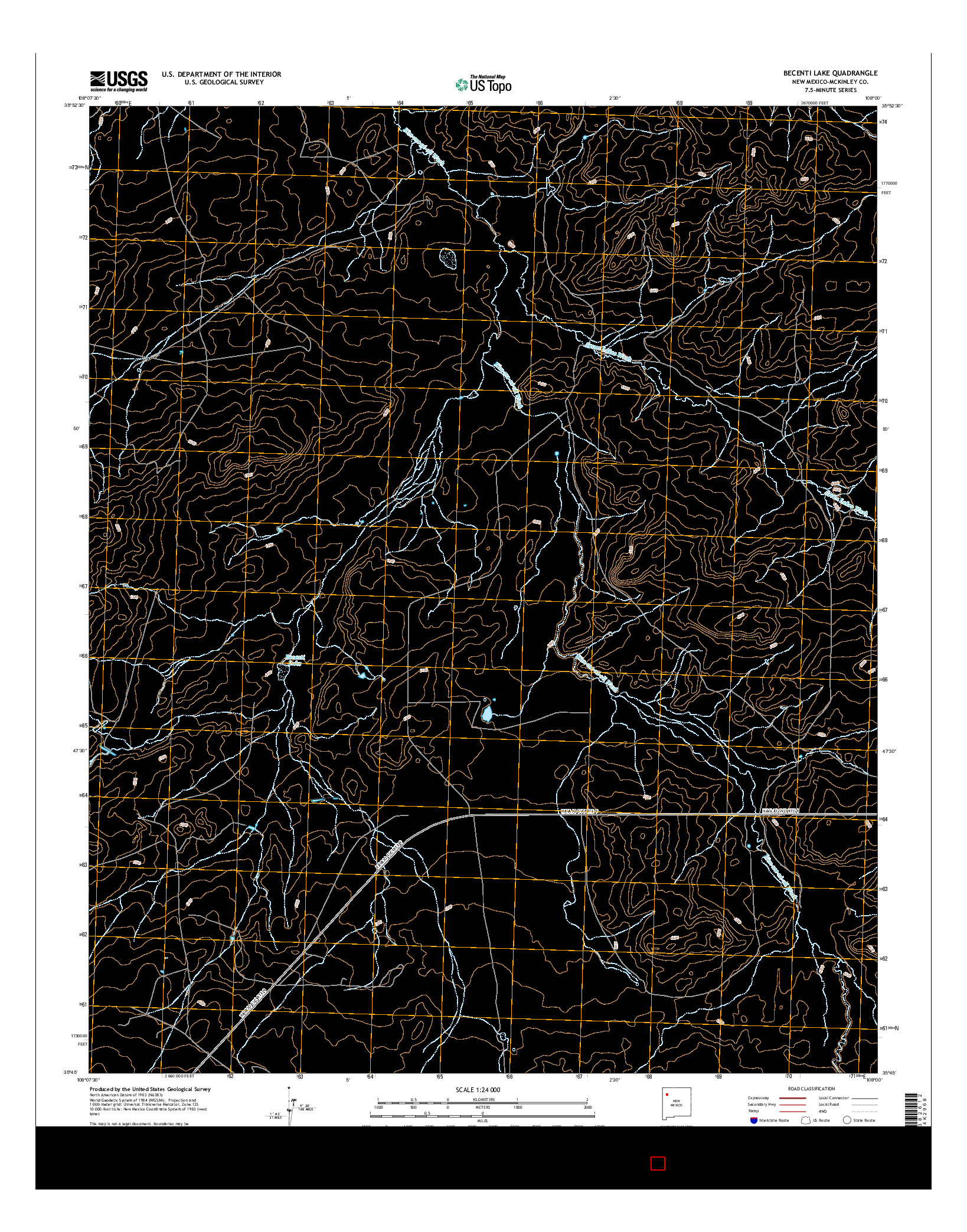 USGS US TOPO 7.5-MINUTE MAP FOR BECENTI LAKE, NM 2017