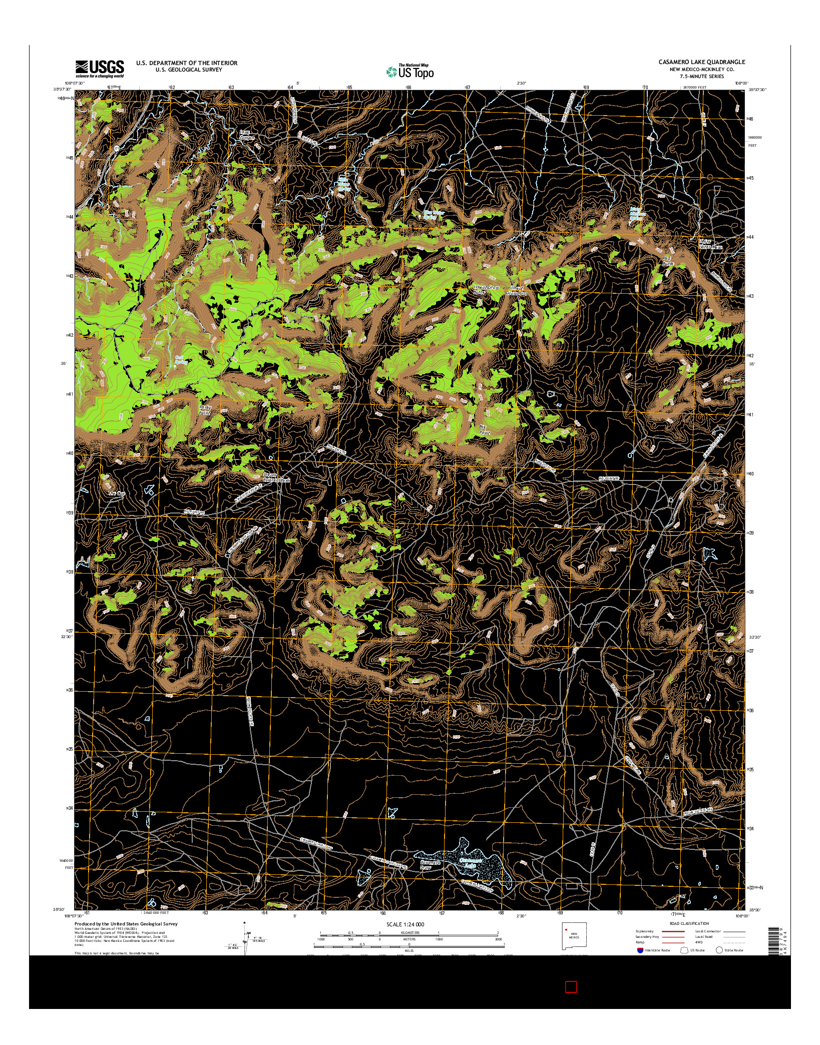 USGS US TOPO 7.5-MINUTE MAP FOR CASAMERO LAKE, NM 2017