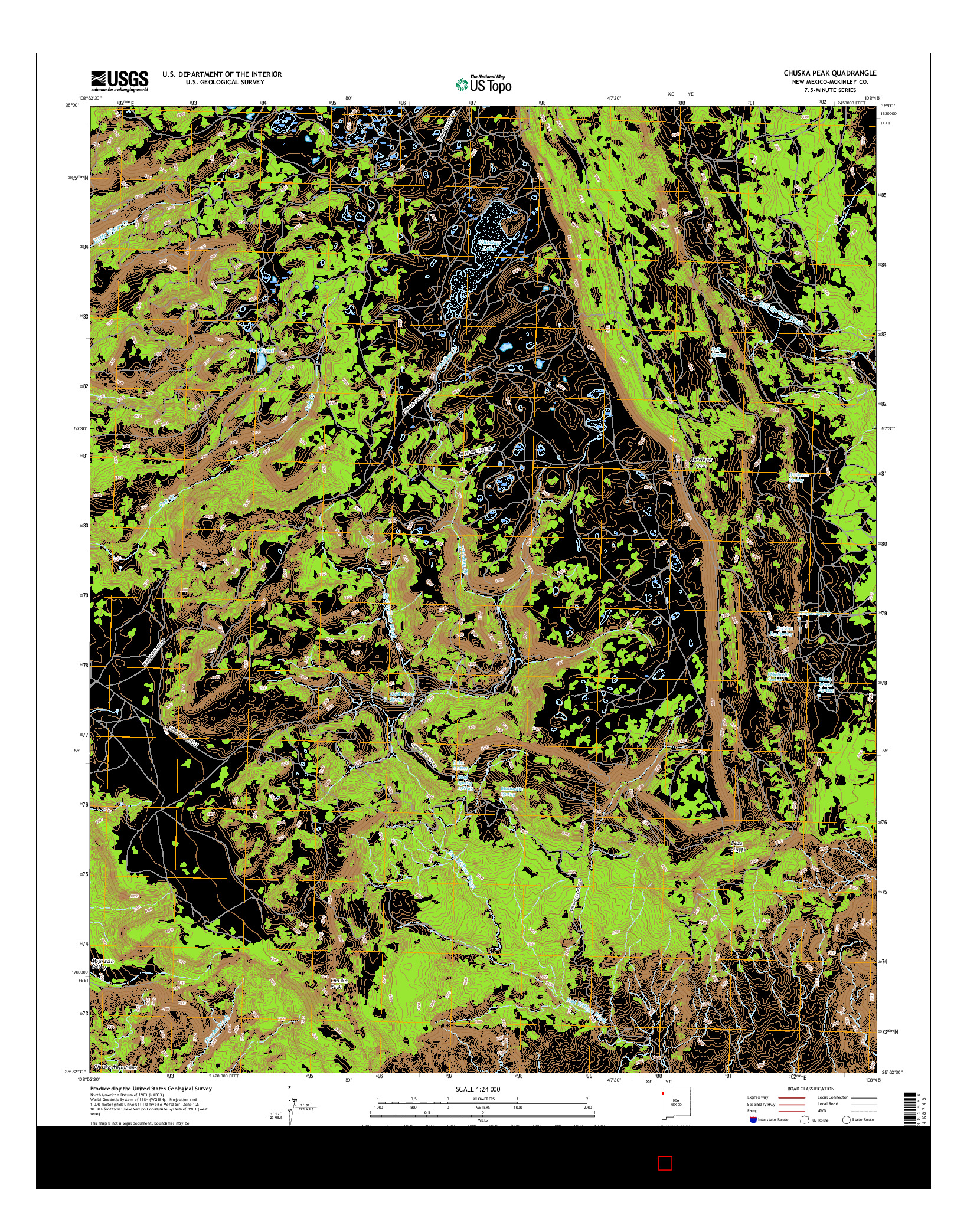 USGS US TOPO 7.5-MINUTE MAP FOR CHUSKA PEAK, NM 2017