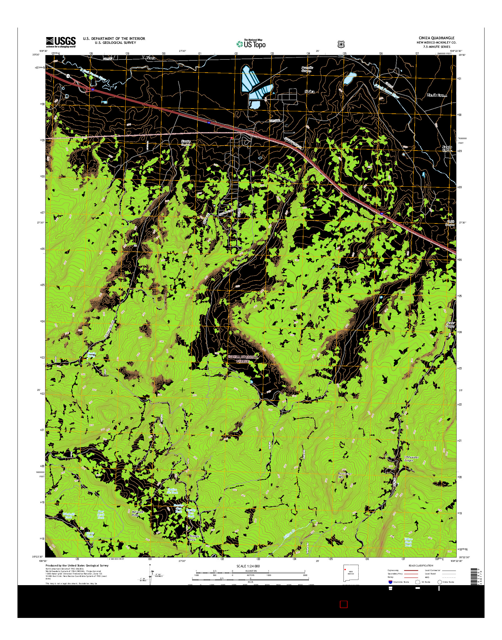 USGS US TOPO 7.5-MINUTE MAP FOR CINIZA, NM 2017