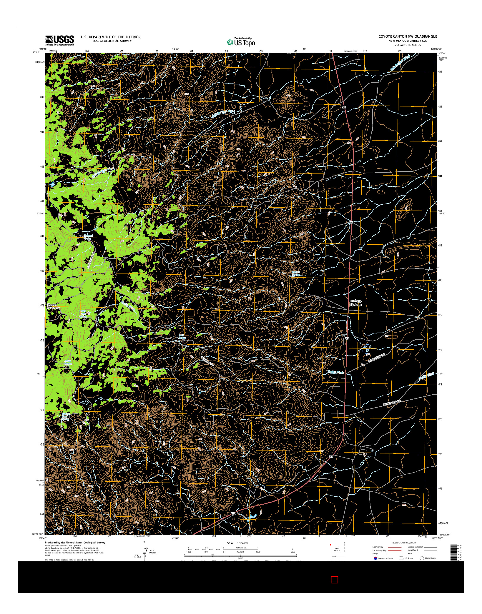 USGS US TOPO 7.5-MINUTE MAP FOR COYOTE CANYON NW, NM 2017