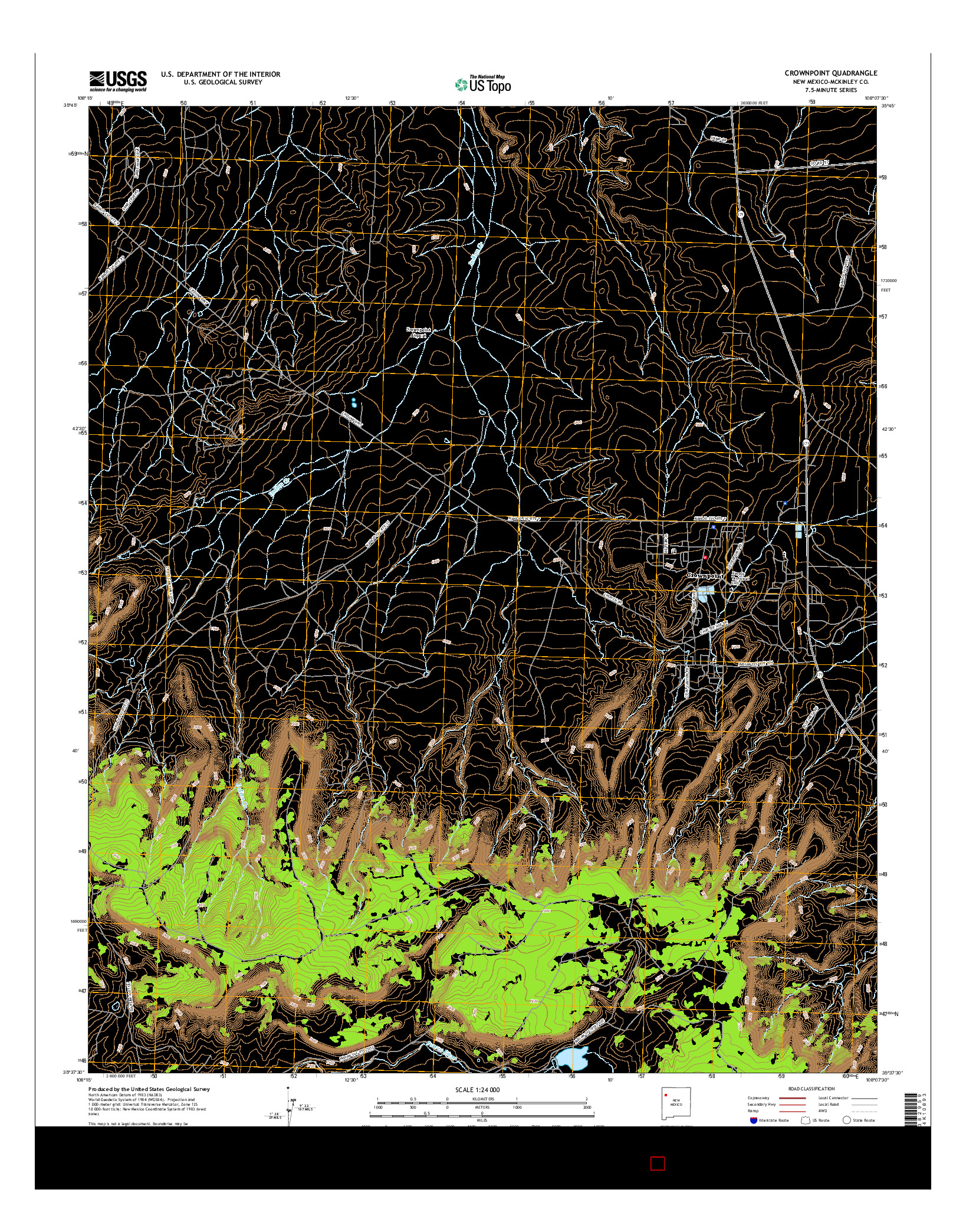 USGS US TOPO 7.5-MINUTE MAP FOR CROWNPOINT, NM 2017