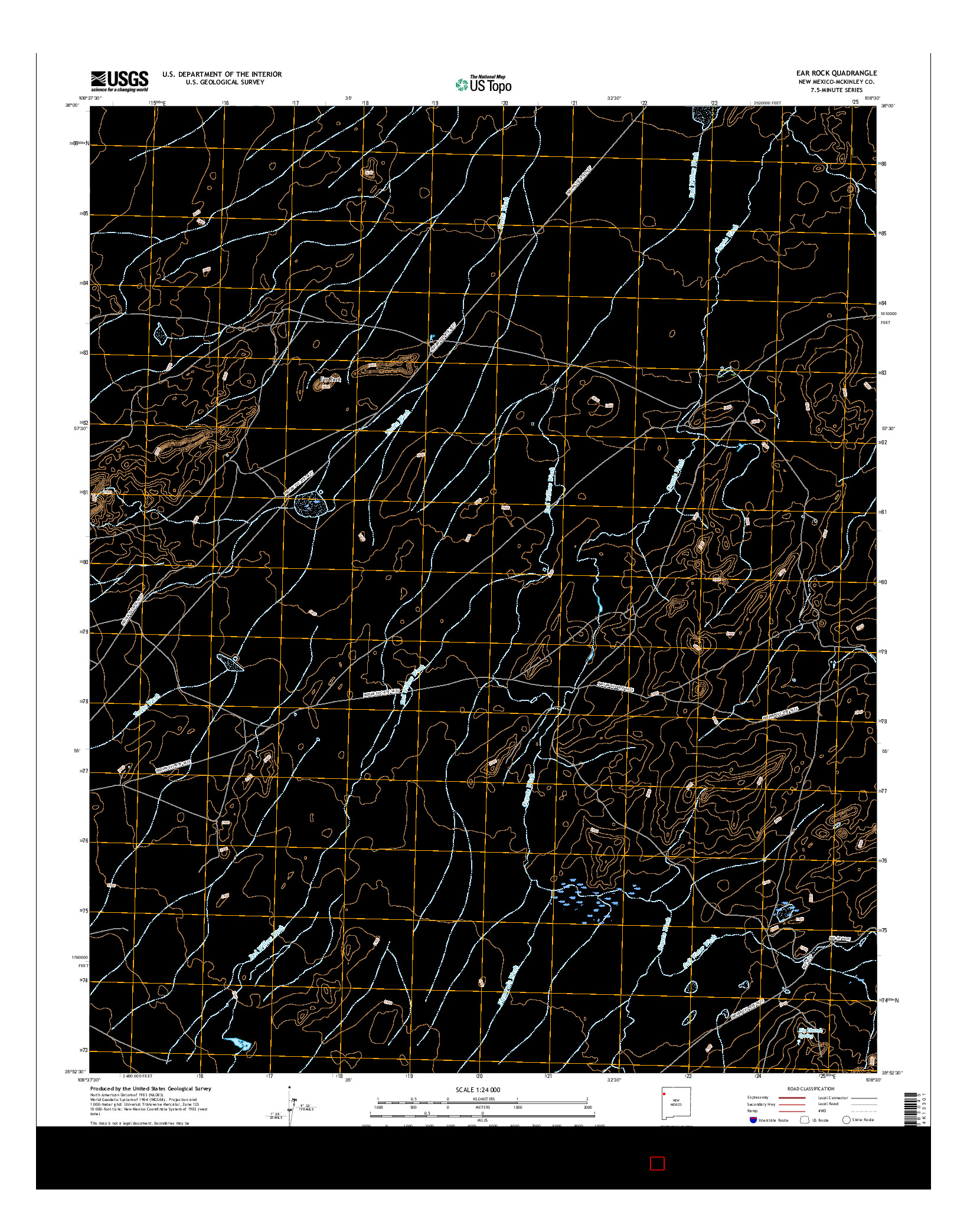 USGS US TOPO 7.5-MINUTE MAP FOR EAR ROCK, NM 2017