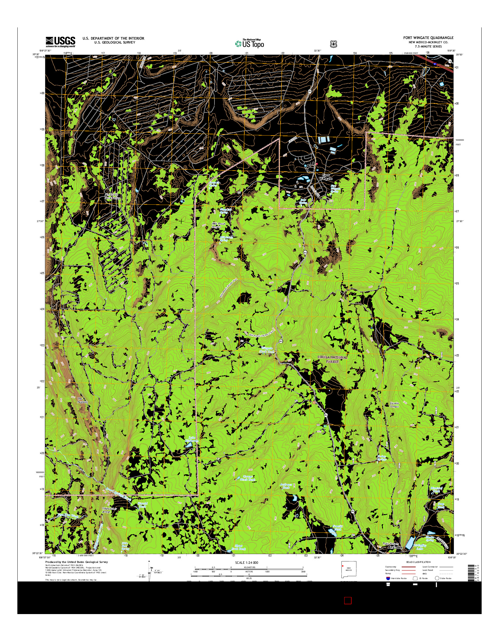 USGS US TOPO 7.5-MINUTE MAP FOR FORT WINGATE, NM 2017