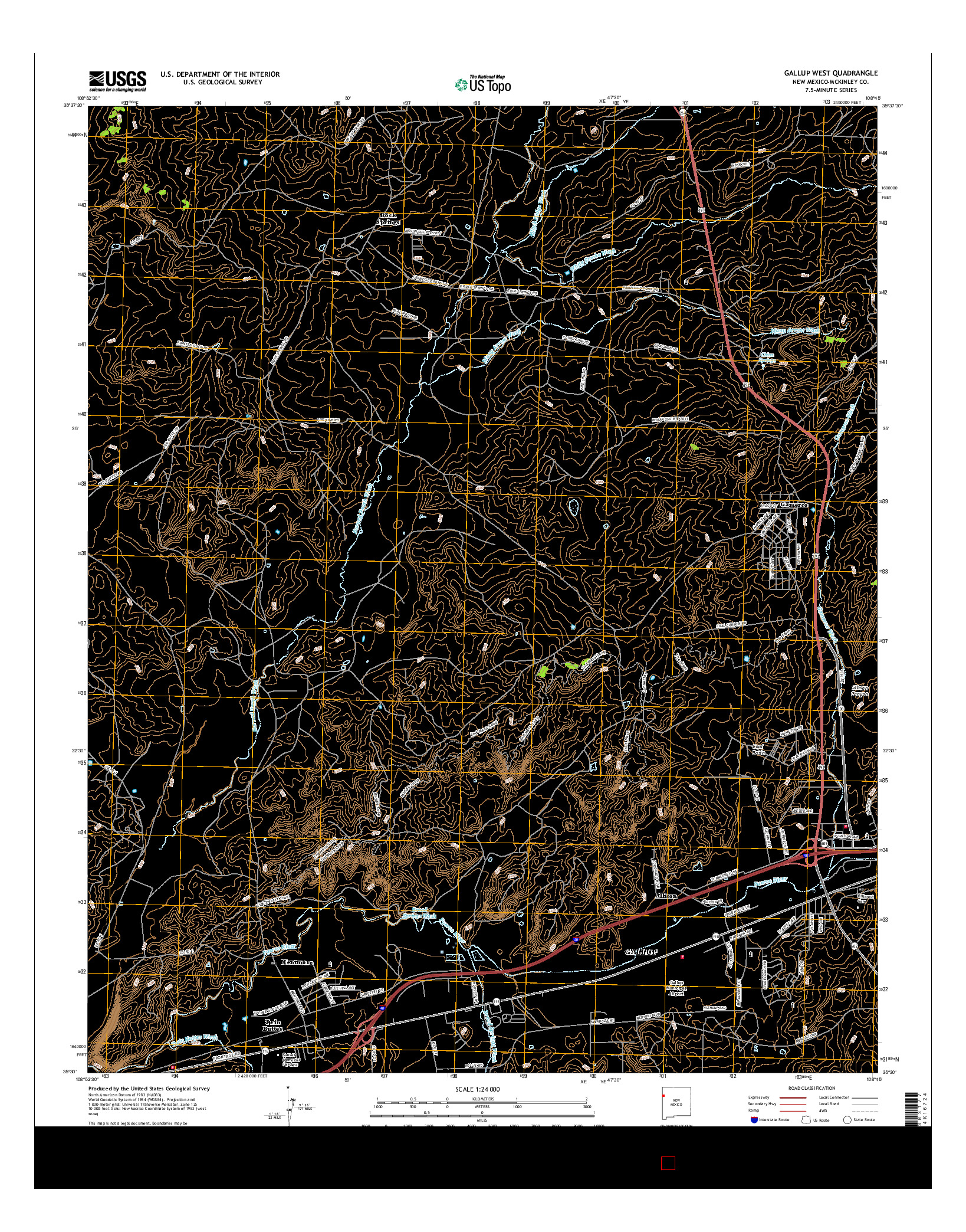 USGS US TOPO 7.5-MINUTE MAP FOR GALLUP WEST, NM 2017