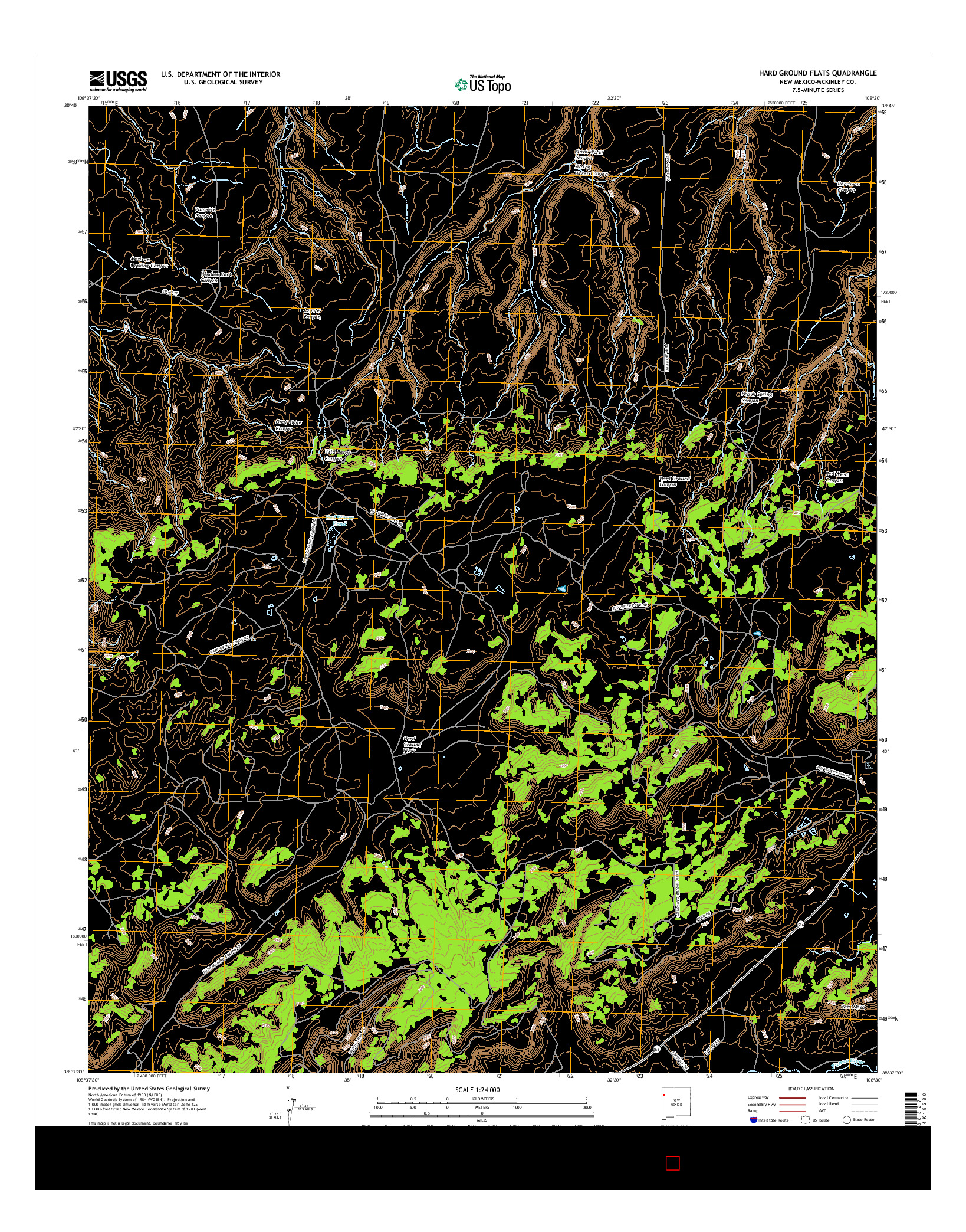 USGS US TOPO 7.5-MINUTE MAP FOR HARD GROUND FLATS, NM 2017