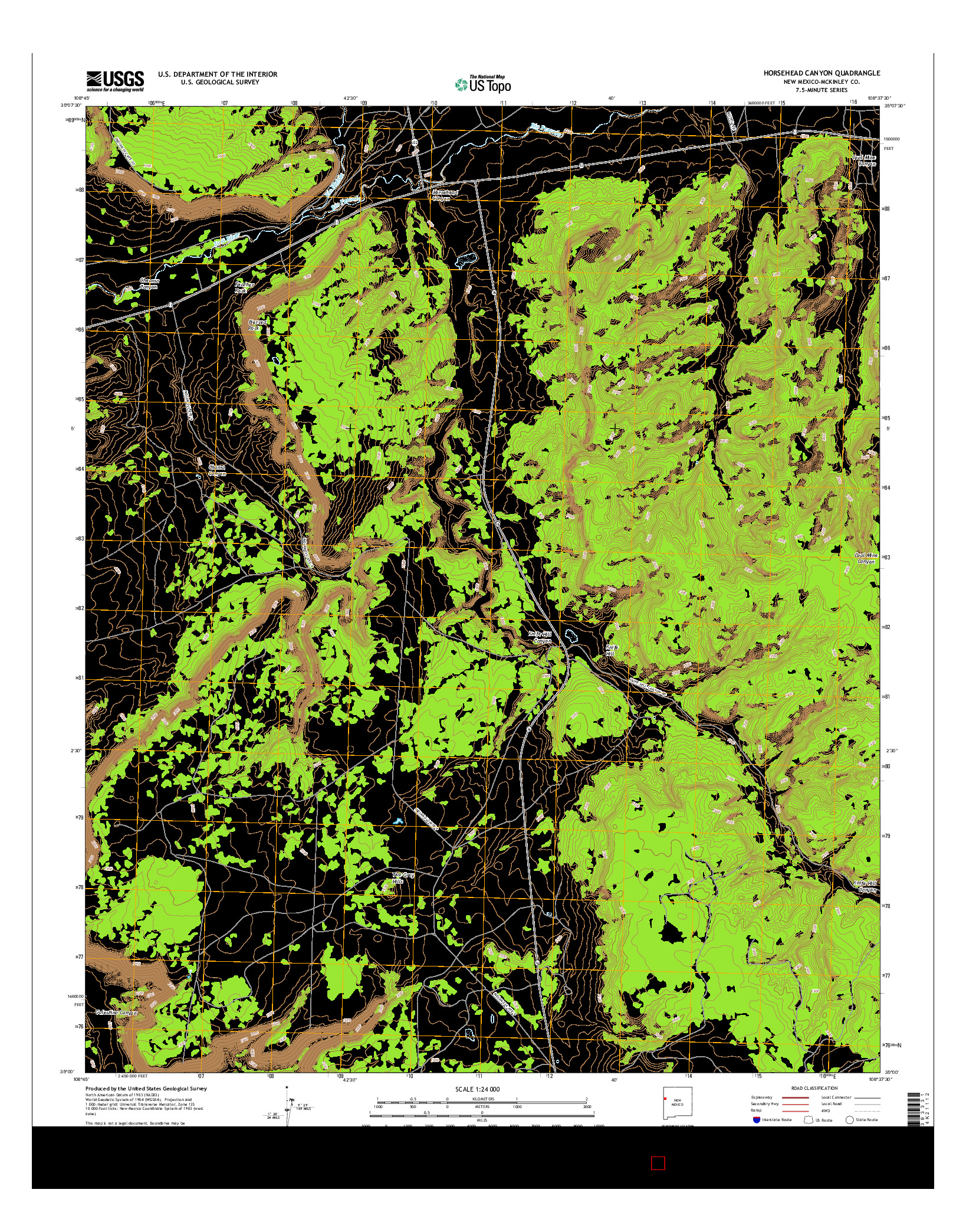 USGS US TOPO 7.5-MINUTE MAP FOR HORSEHEAD CANYON, NM 2017