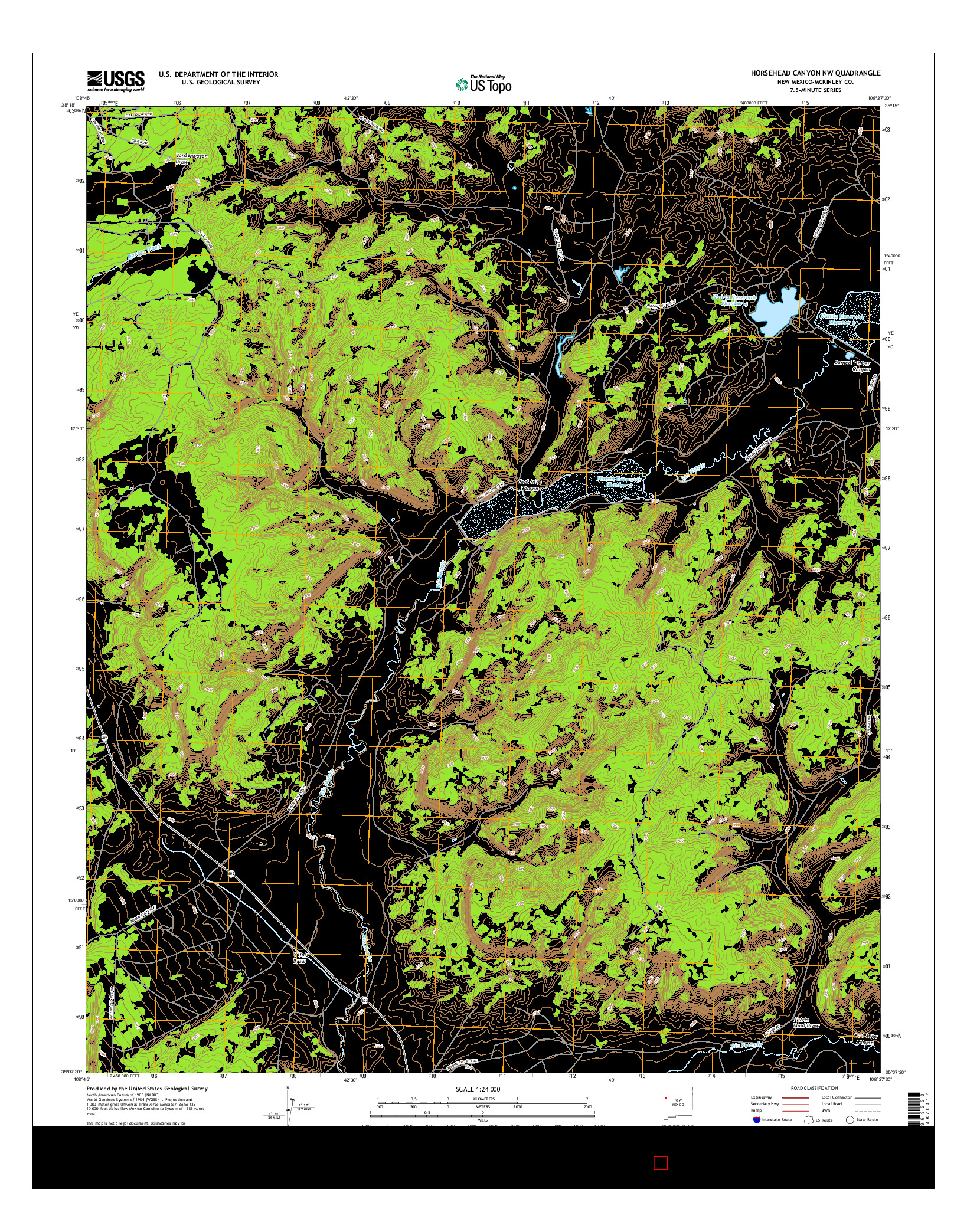 USGS US TOPO 7.5-MINUTE MAP FOR HORSEHEAD CANYON NW, NM 2017