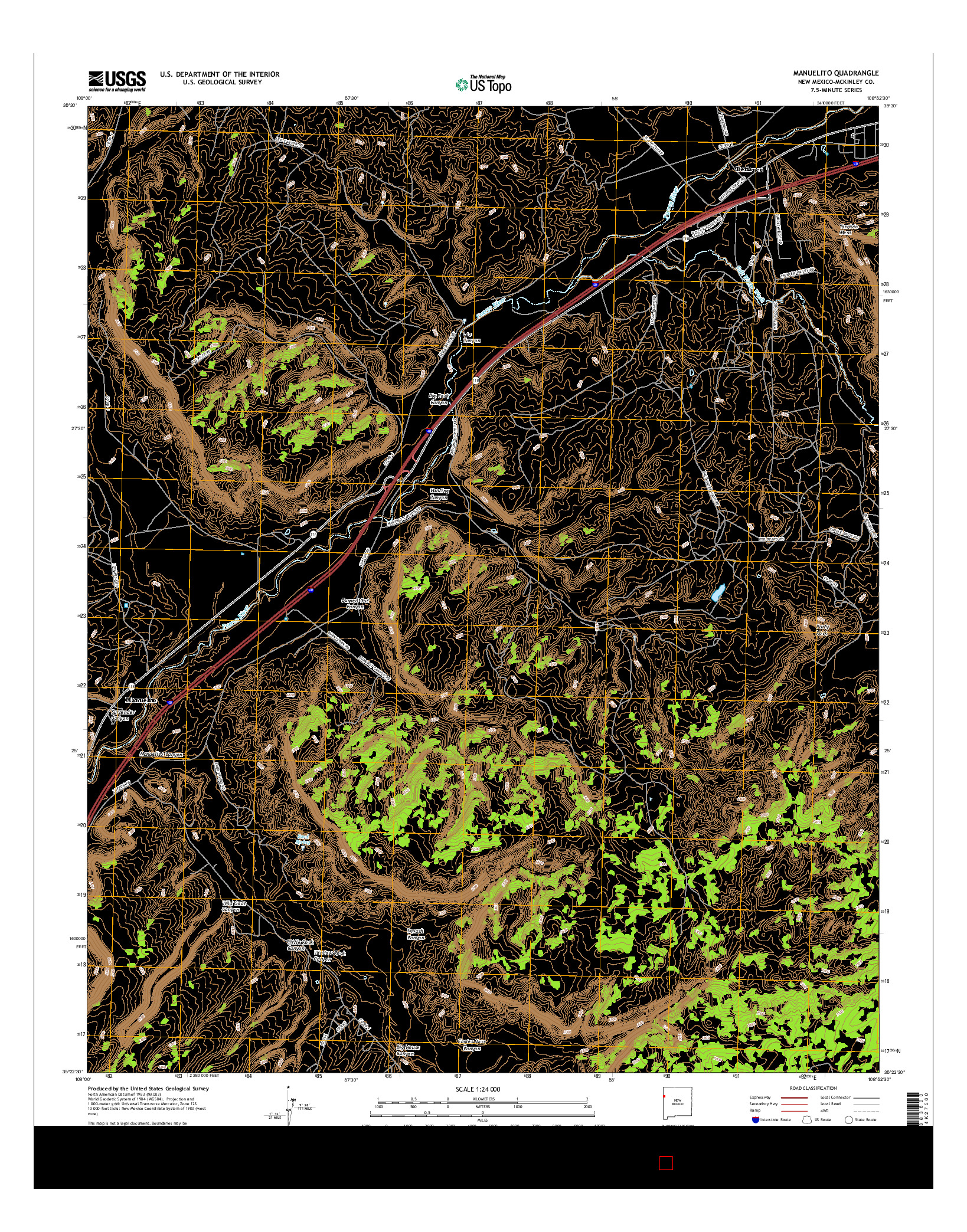 USGS US TOPO 7.5-MINUTE MAP FOR MANUELITO, NM 2017