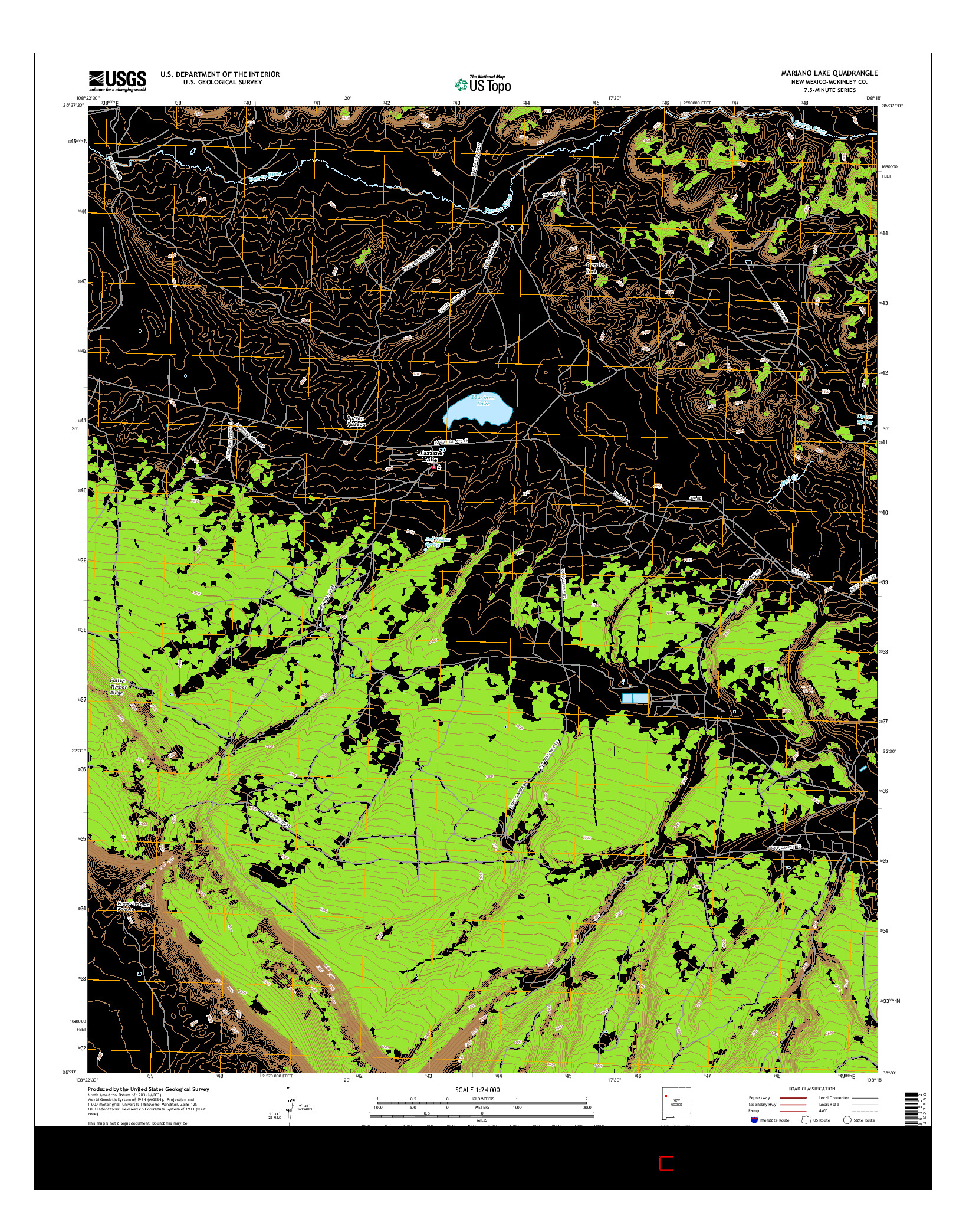 USGS US TOPO 7.5-MINUTE MAP FOR MARIANO LAKE, NM 2017