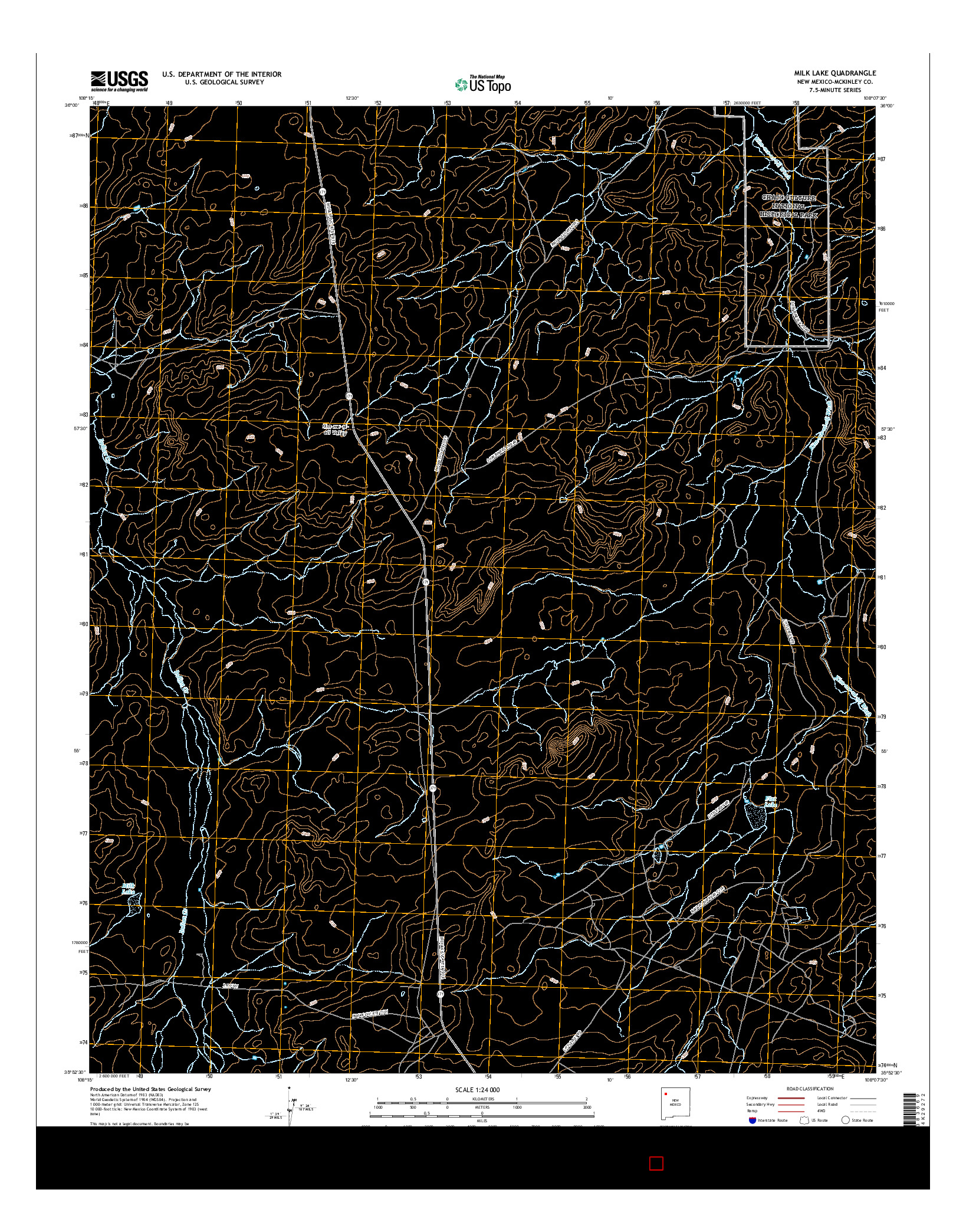 USGS US TOPO 7.5-MINUTE MAP FOR MILK LAKE, NM 2017