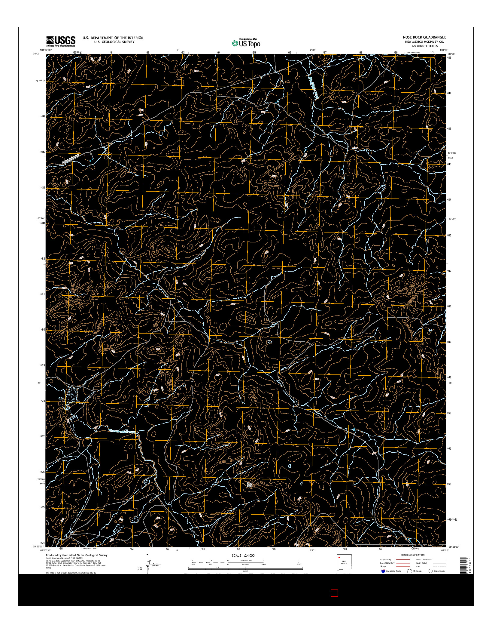 USGS US TOPO 7.5-MINUTE MAP FOR NOSE ROCK, NM 2017