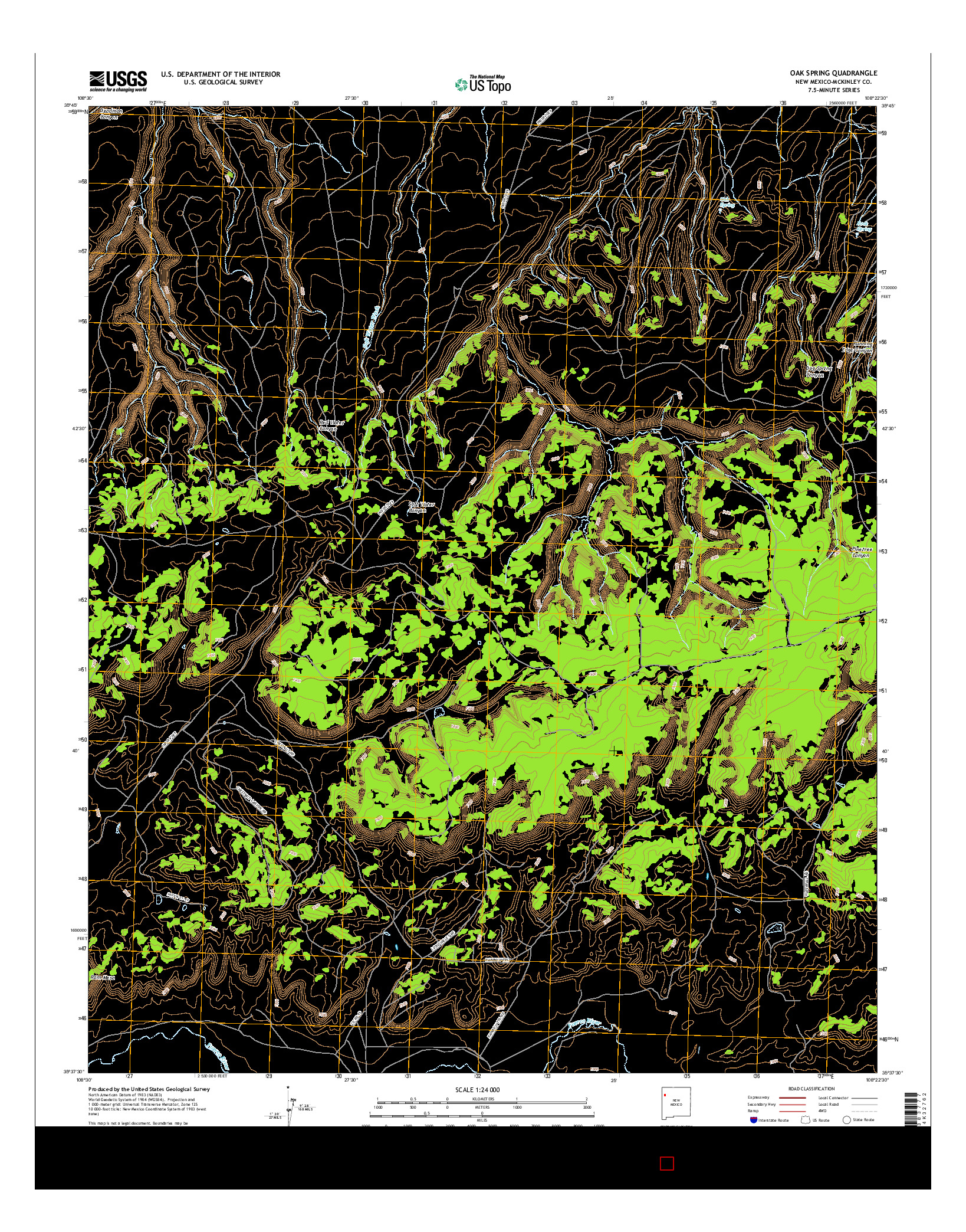 USGS US TOPO 7.5-MINUTE MAP FOR OAK SPRING, NM 2017