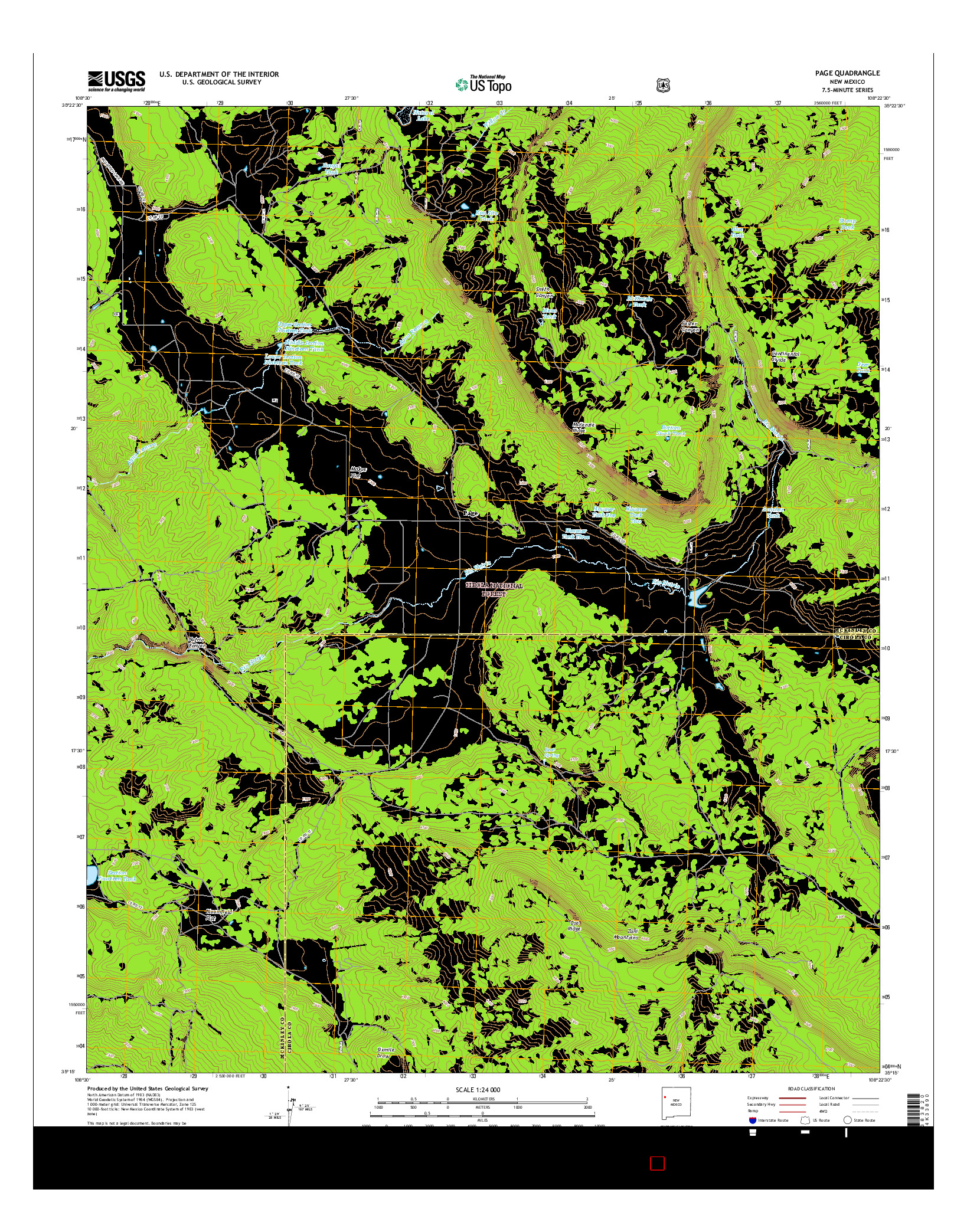 USGS US TOPO 7.5-MINUTE MAP FOR PAGE, NM 2017