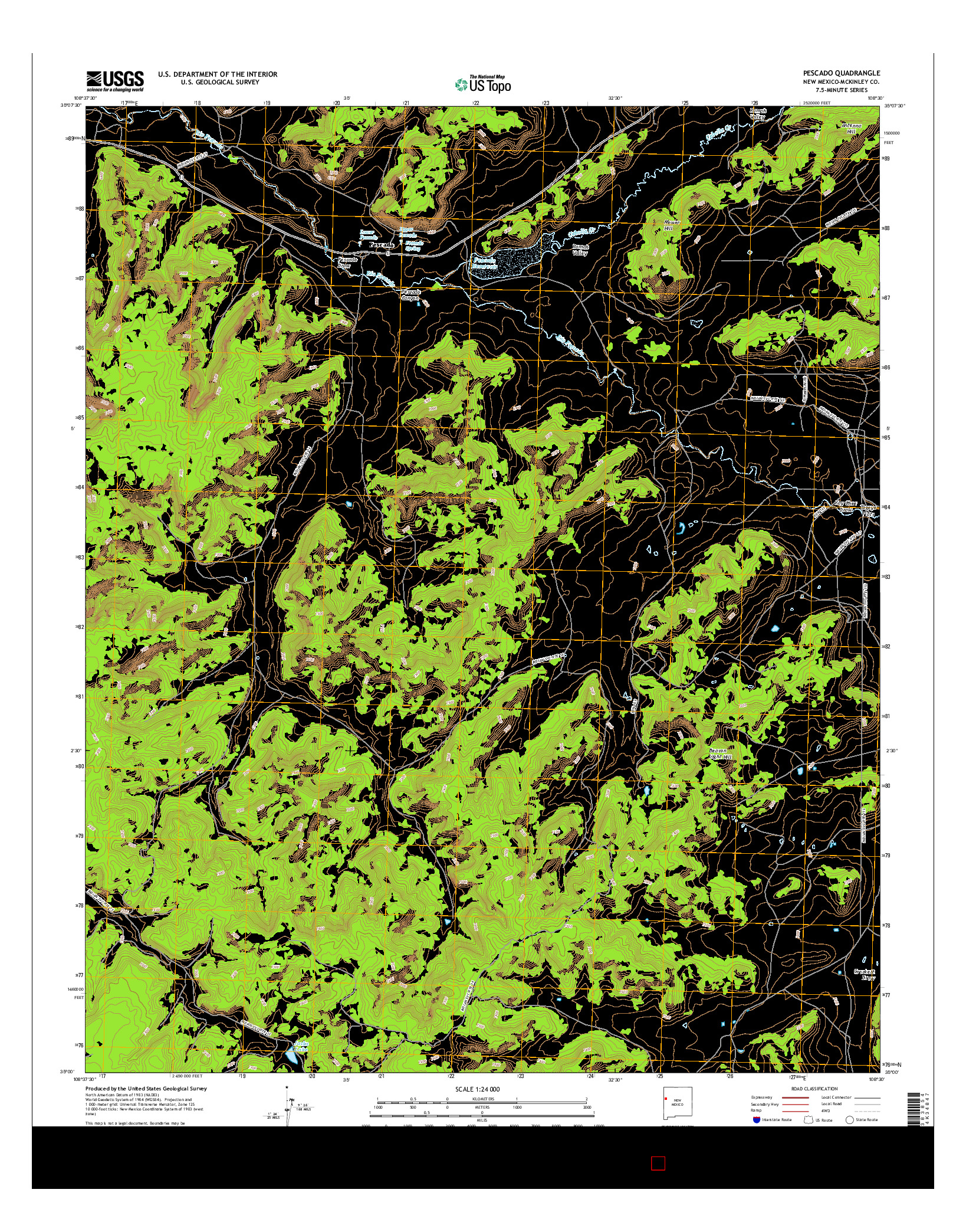 USGS US TOPO 7.5-MINUTE MAP FOR PESCADO, NM 2017