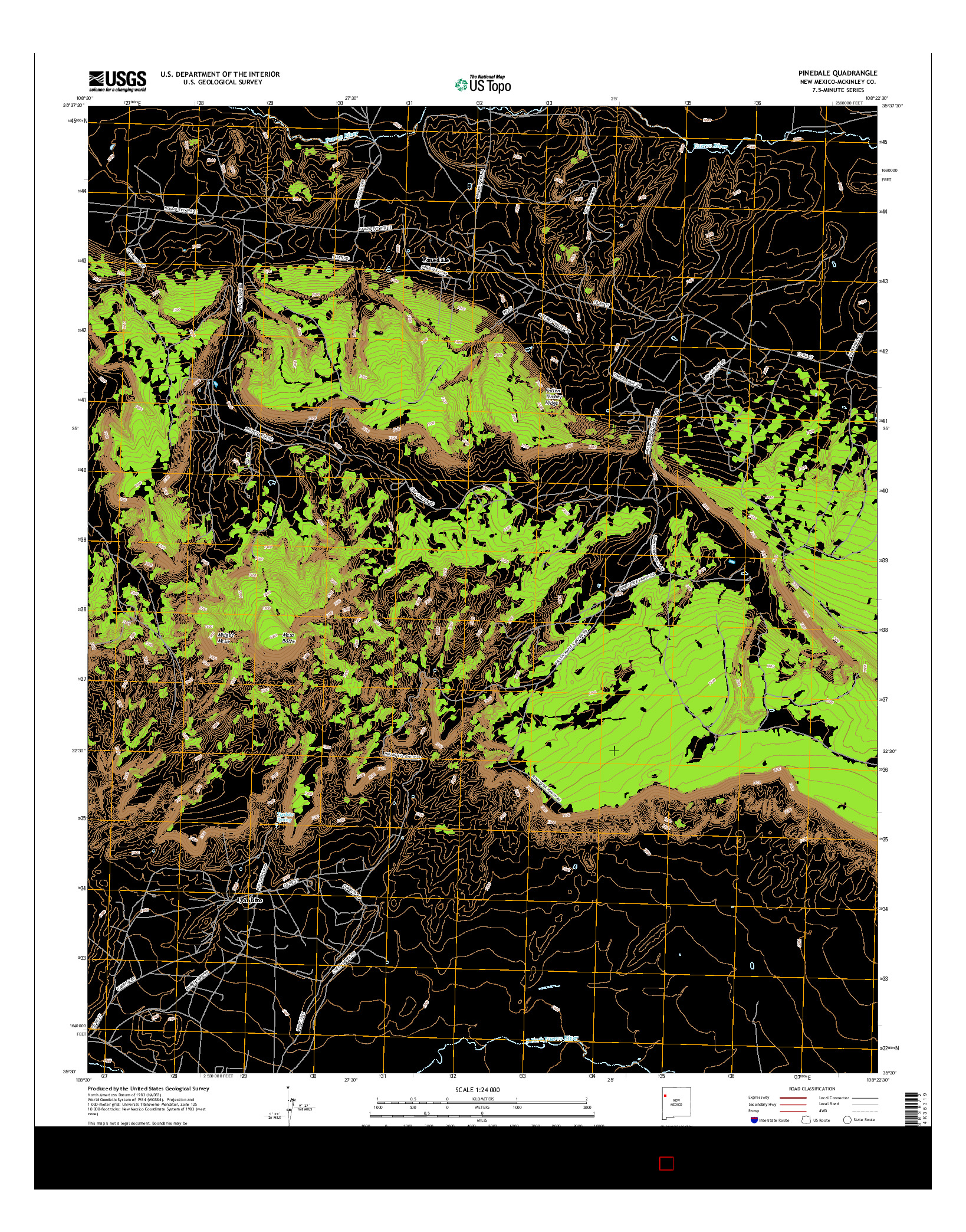 USGS US TOPO 7.5-MINUTE MAP FOR PINEDALE, NM 2017