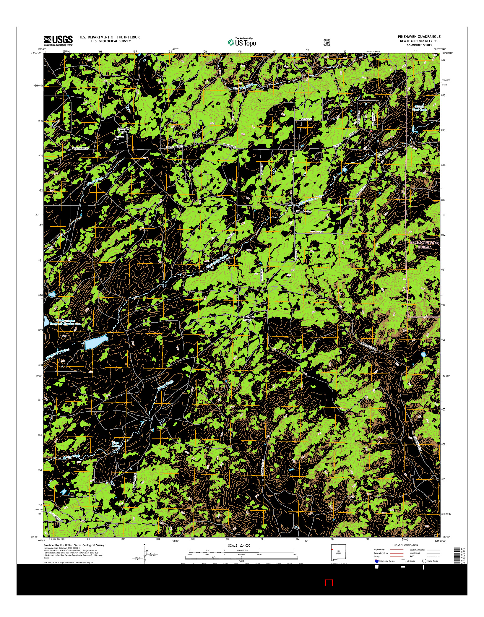 USGS US TOPO 7.5-MINUTE MAP FOR PINEHAVEN, NM 2017