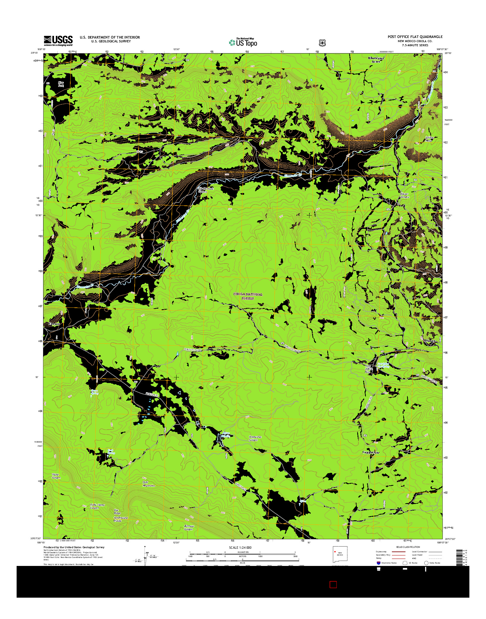 USGS US TOPO 7.5-MINUTE MAP FOR POST OFFICE FLAT, NM 2017