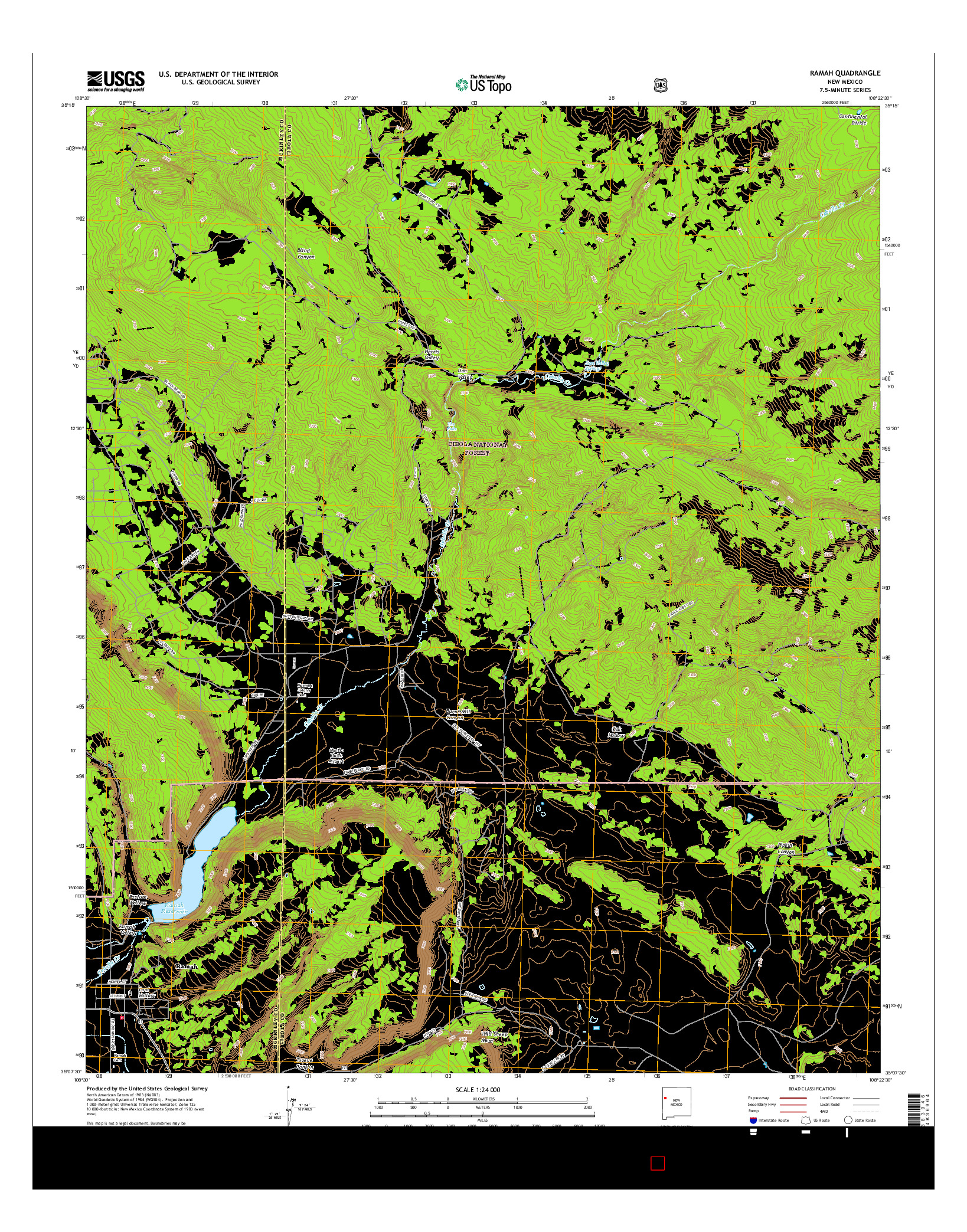 USGS US TOPO 7.5-MINUTE MAP FOR RAMAH, NM 2017