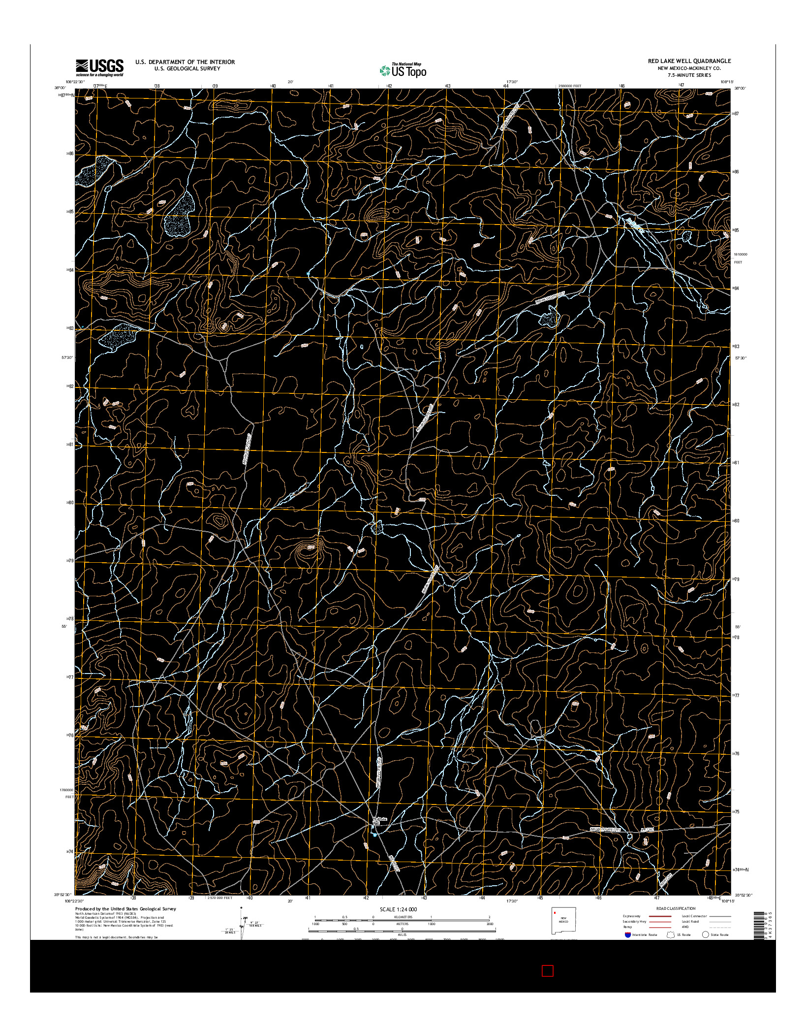 USGS US TOPO 7.5-MINUTE MAP FOR RED LAKE WELL, NM 2017