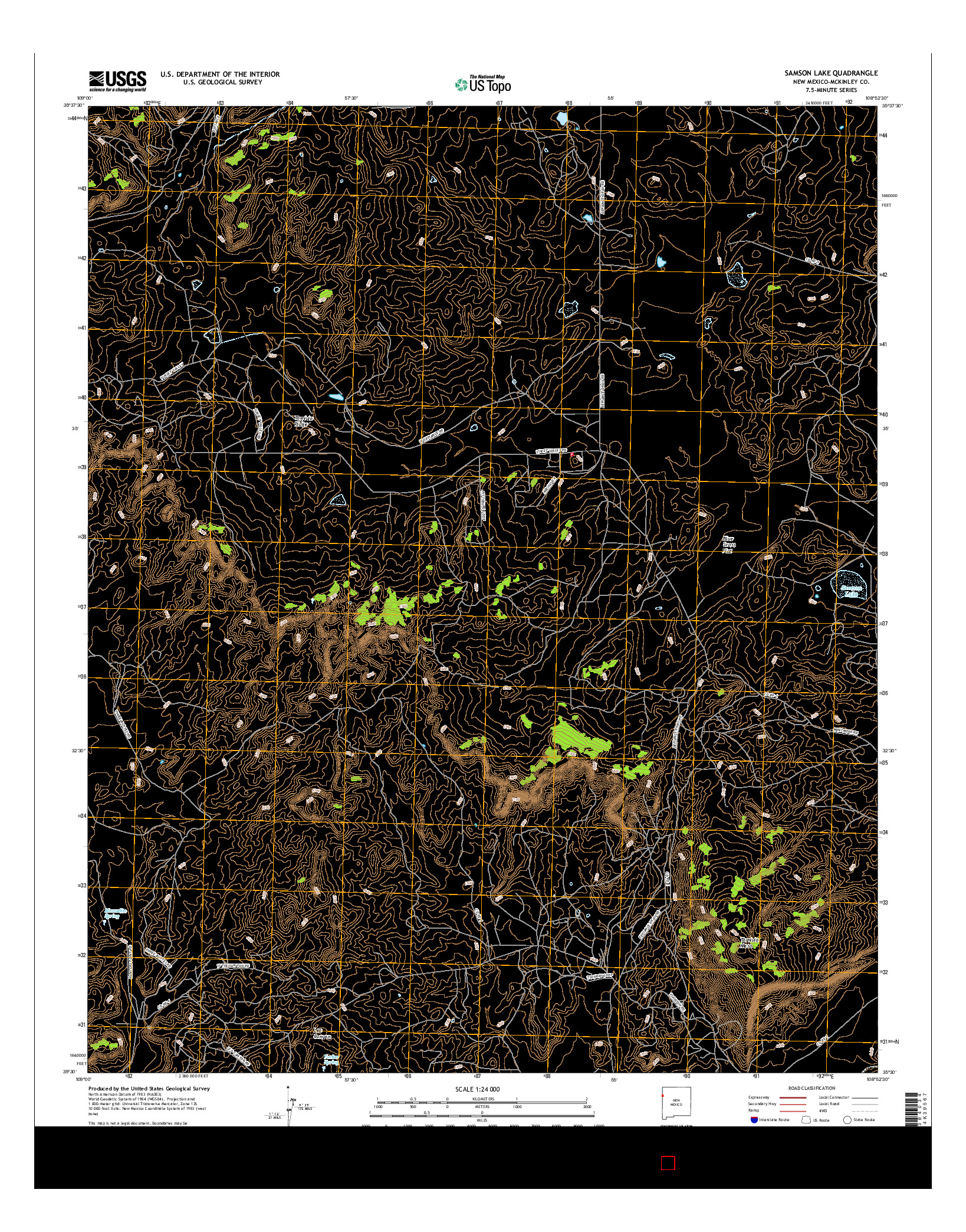 USGS US TOPO 7.5-MINUTE MAP FOR SAMSON LAKE, NM 2017