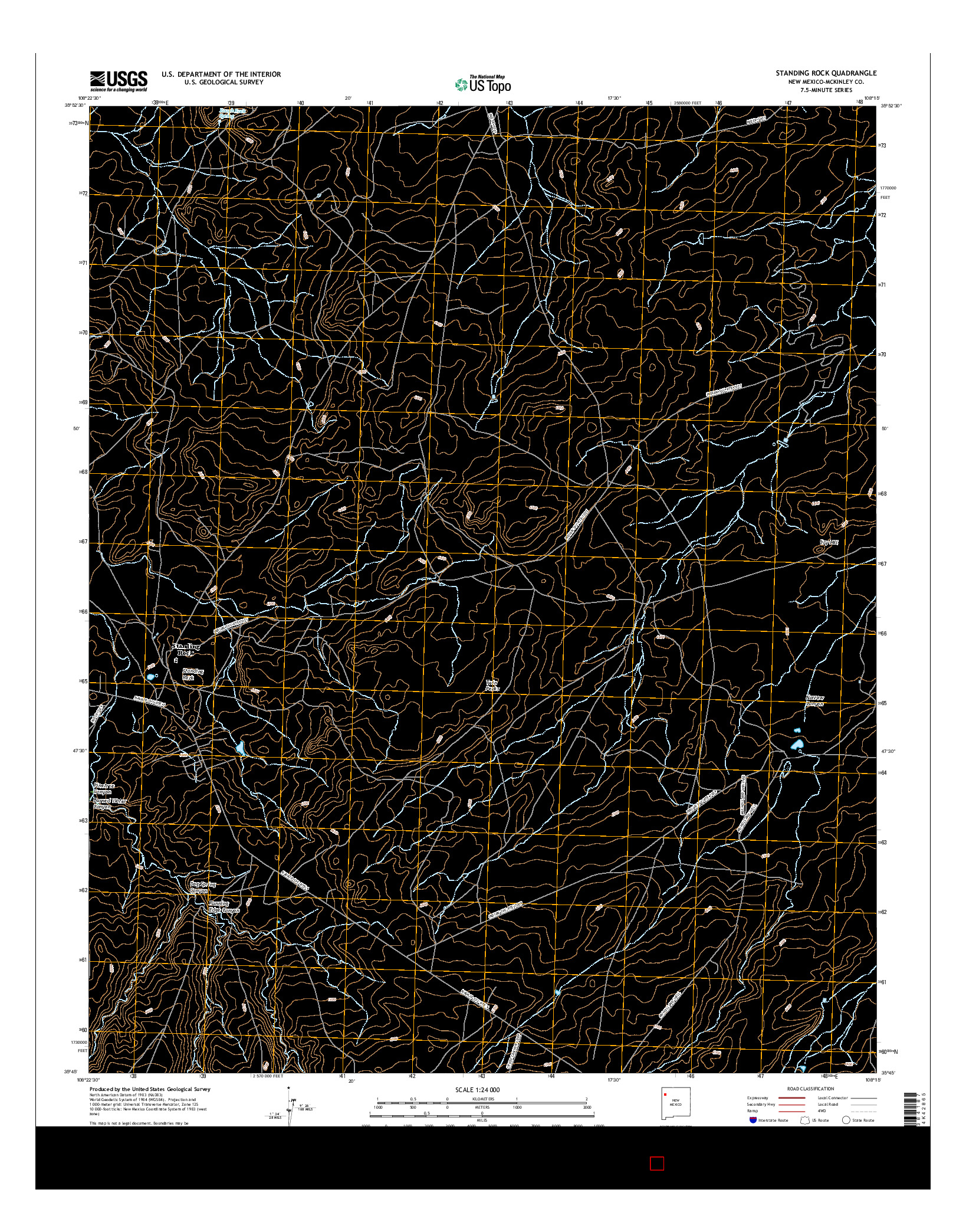 USGS US TOPO 7.5-MINUTE MAP FOR STANDING ROCK, NM 2017