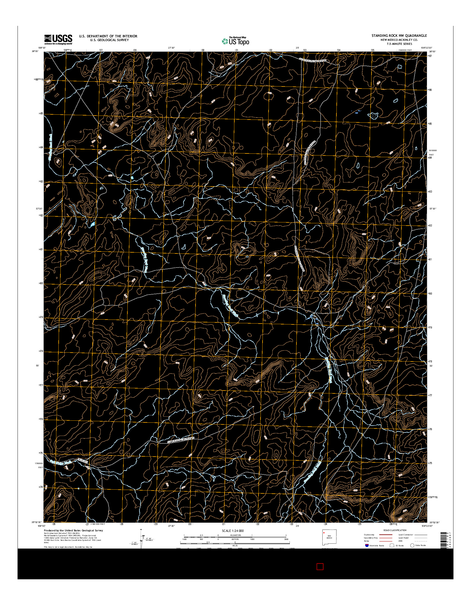 USGS US TOPO 7.5-MINUTE MAP FOR STANDING ROCK NW, NM 2017