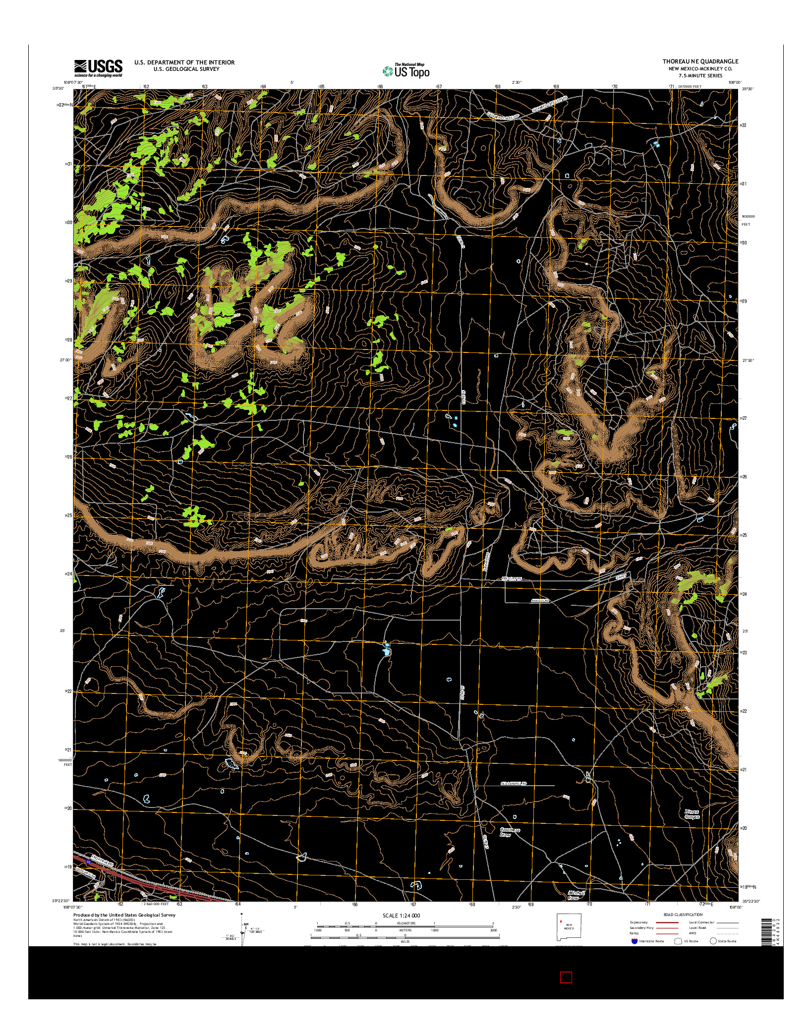 USGS US TOPO 7.5-MINUTE MAP FOR THOREAU NE, NM 2017