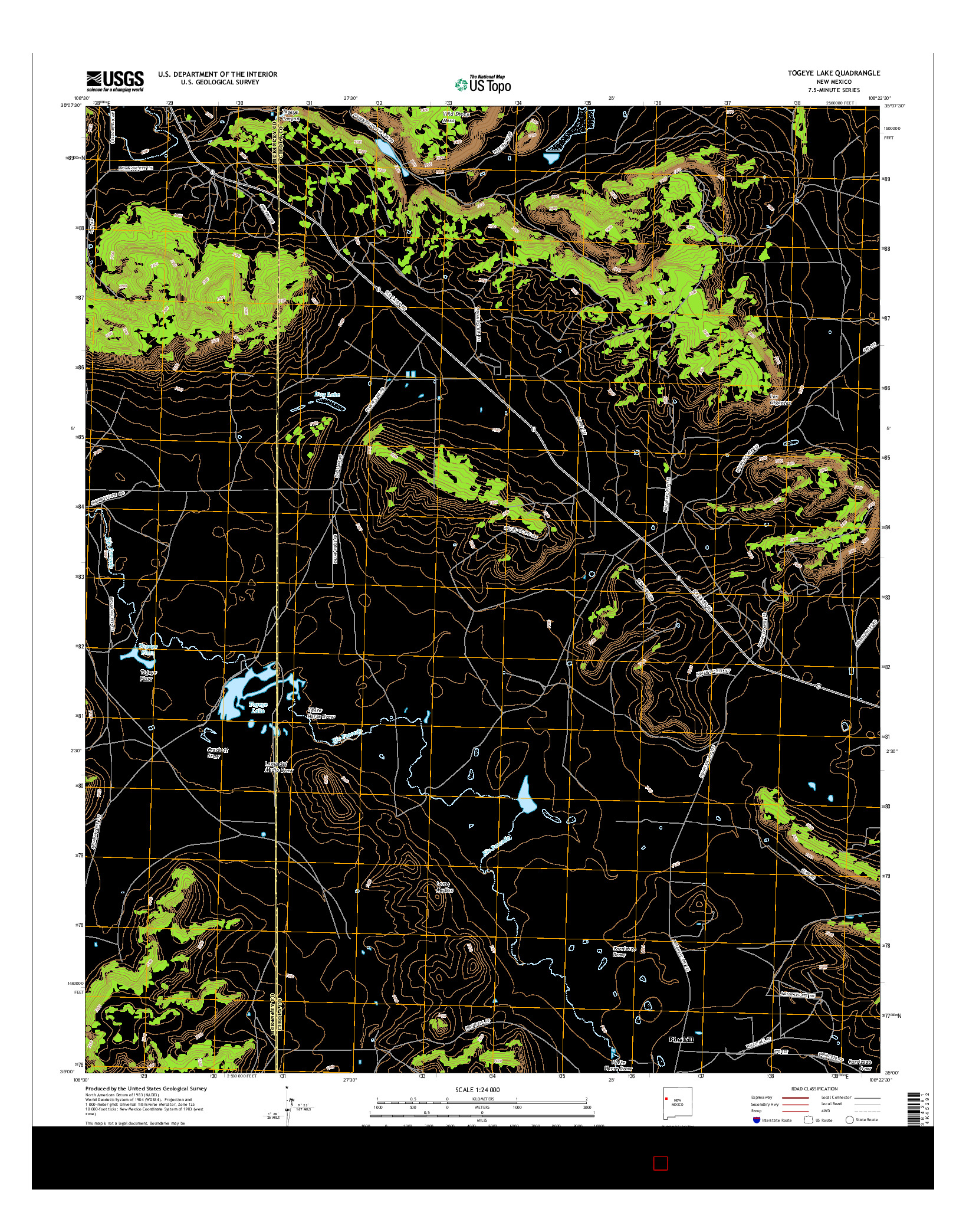 USGS US TOPO 7.5-MINUTE MAP FOR TOGEYE LAKE, NM 2017