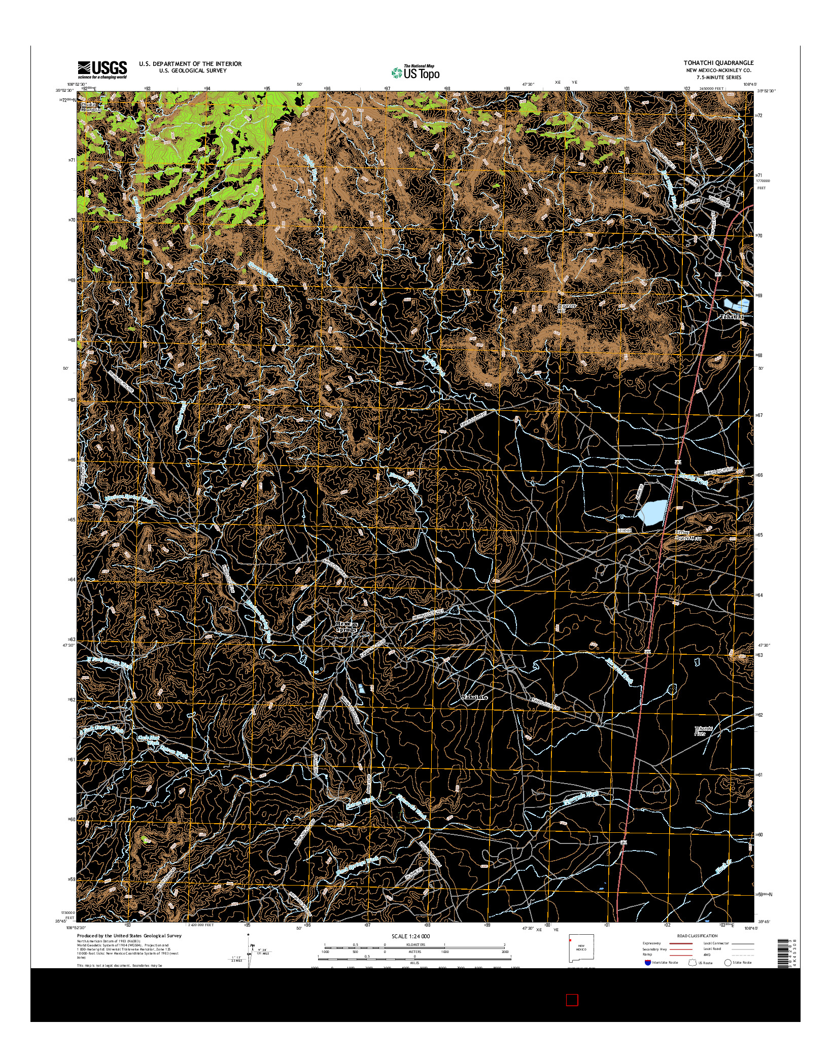 USGS US TOPO 7.5-MINUTE MAP FOR TOHATCHI, NM 2017