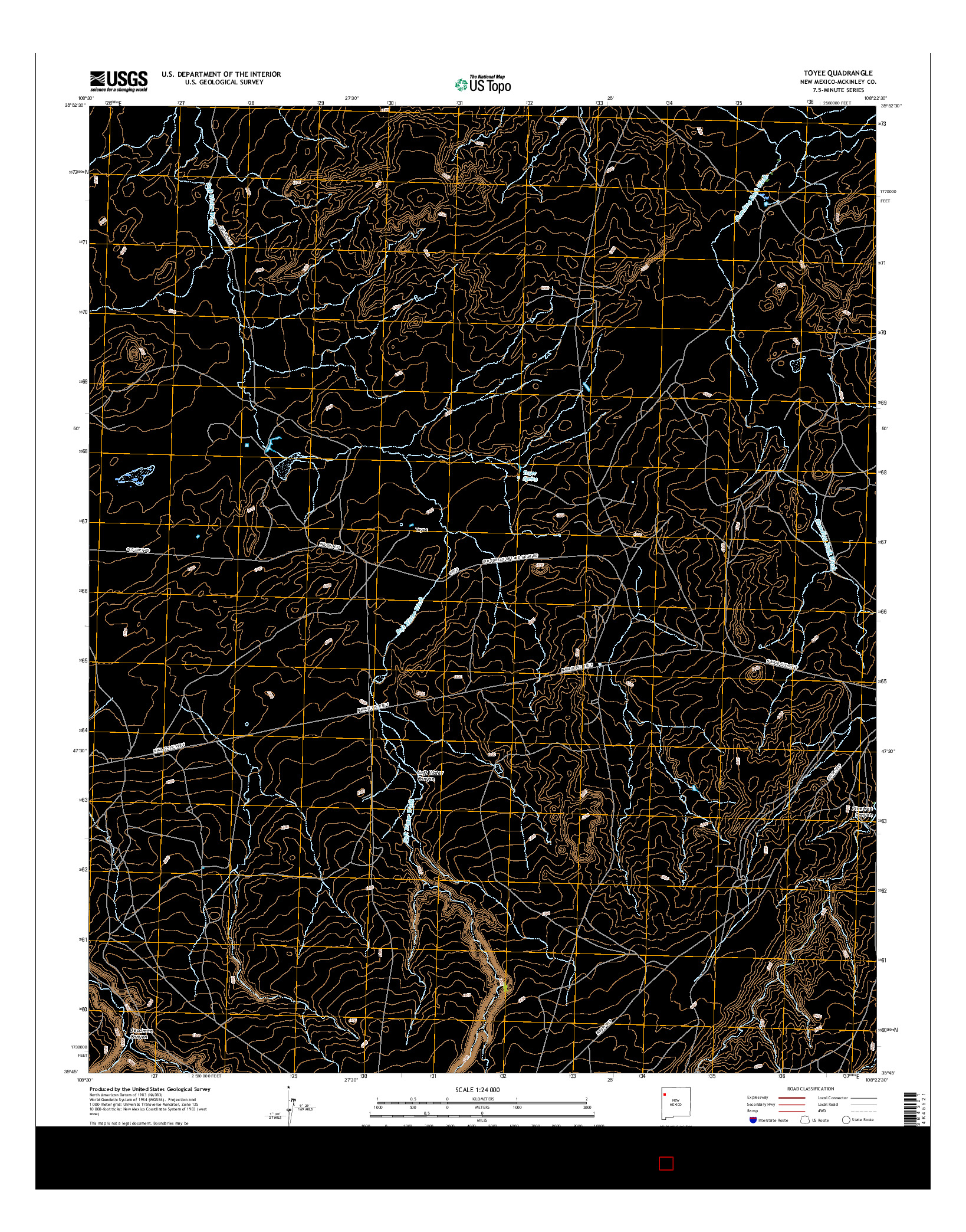 USGS US TOPO 7.5-MINUTE MAP FOR TOYEE, NM 2017