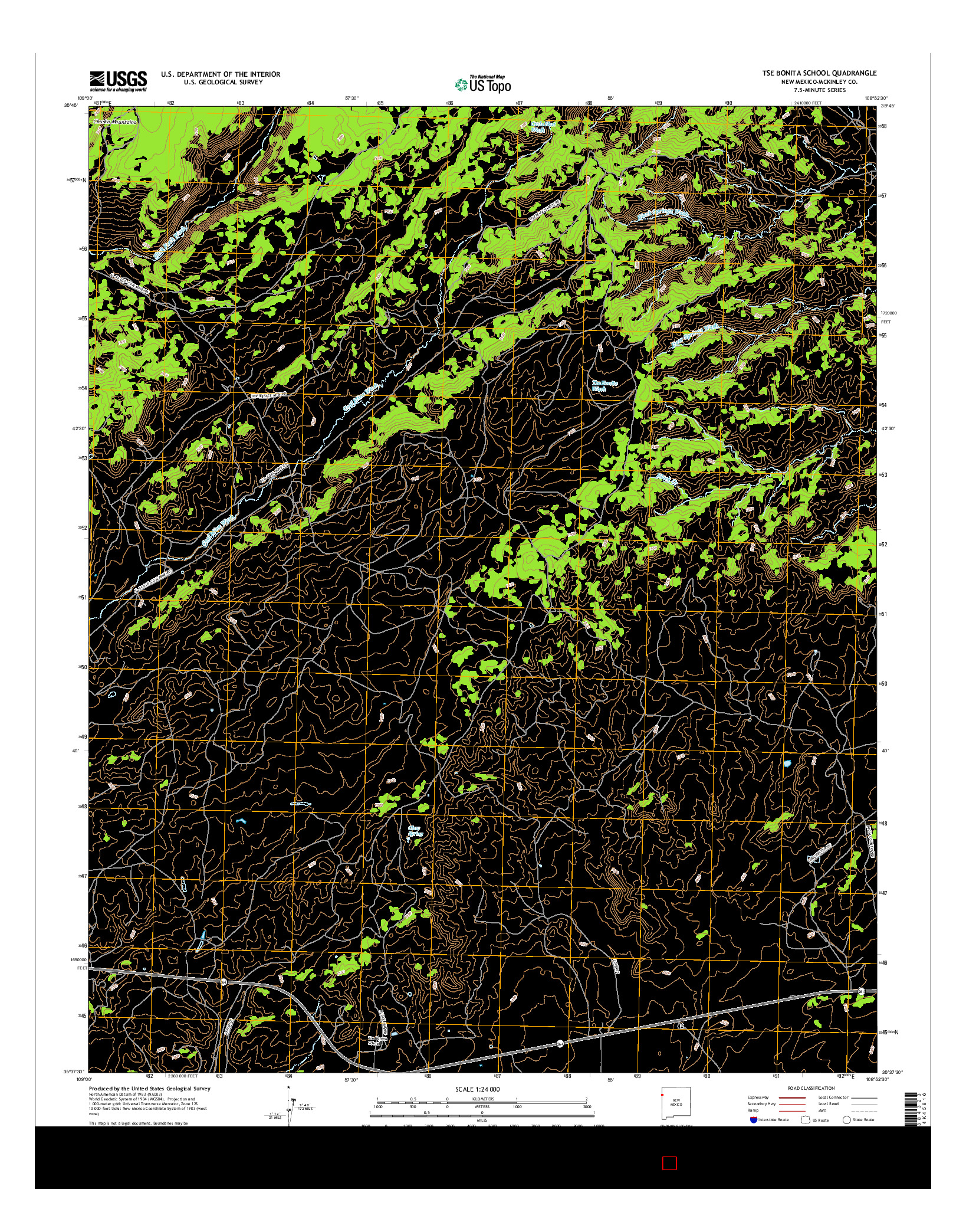 USGS US TOPO 7.5-MINUTE MAP FOR TSE BONITA SCHOOL, NM 2017