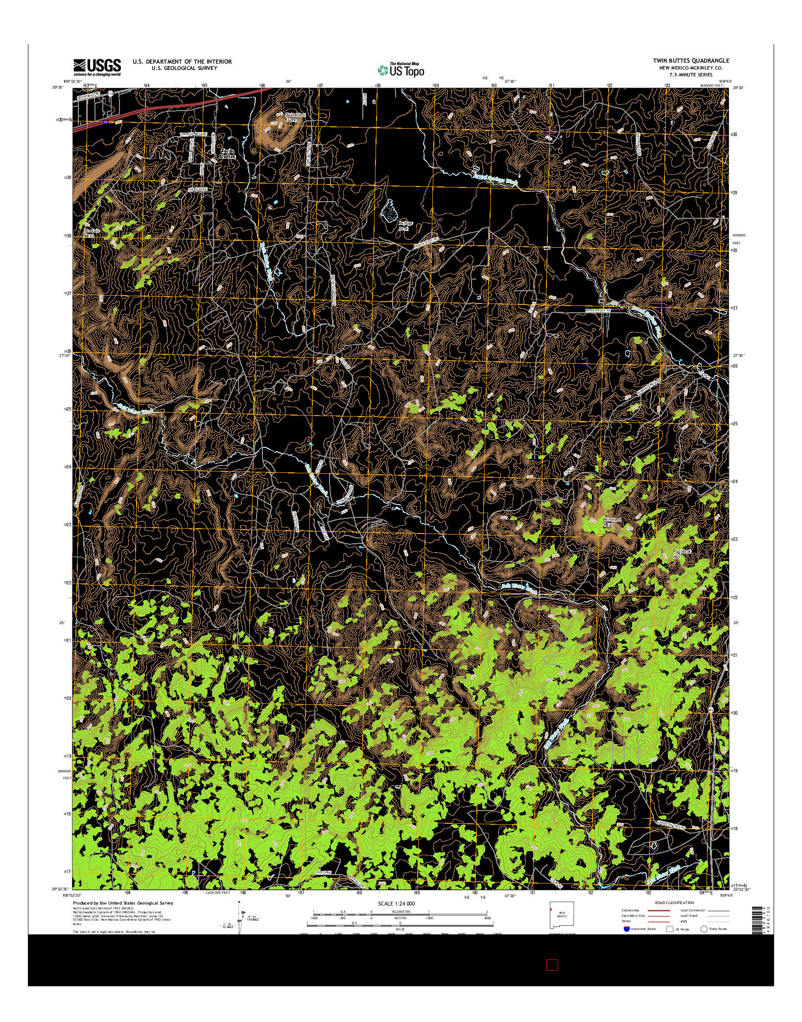 USGS US TOPO 7.5-MINUTE MAP FOR TWIN BUTTES, NM 2017