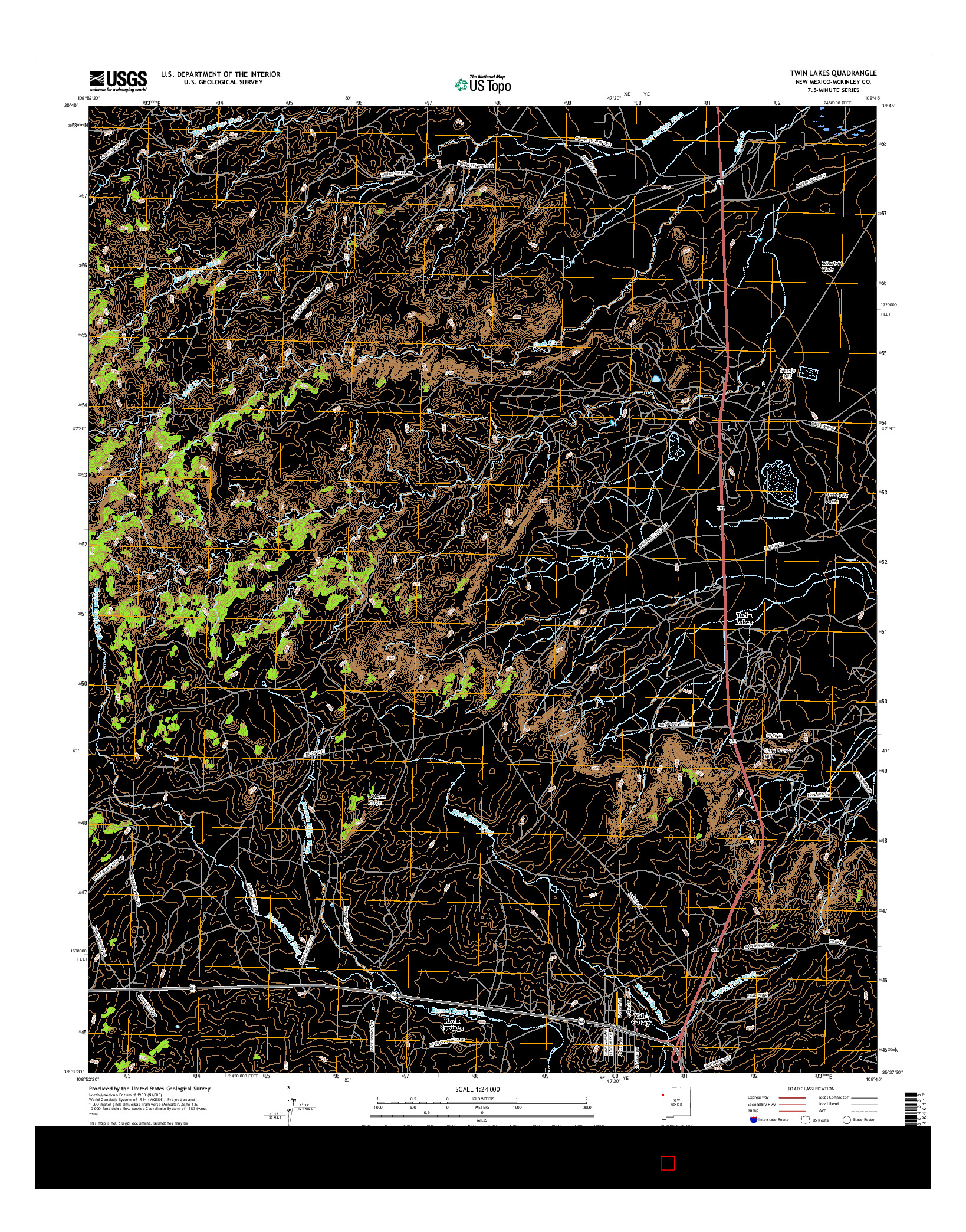 USGS US TOPO 7.5-MINUTE MAP FOR TWIN LAKES, NM 2017