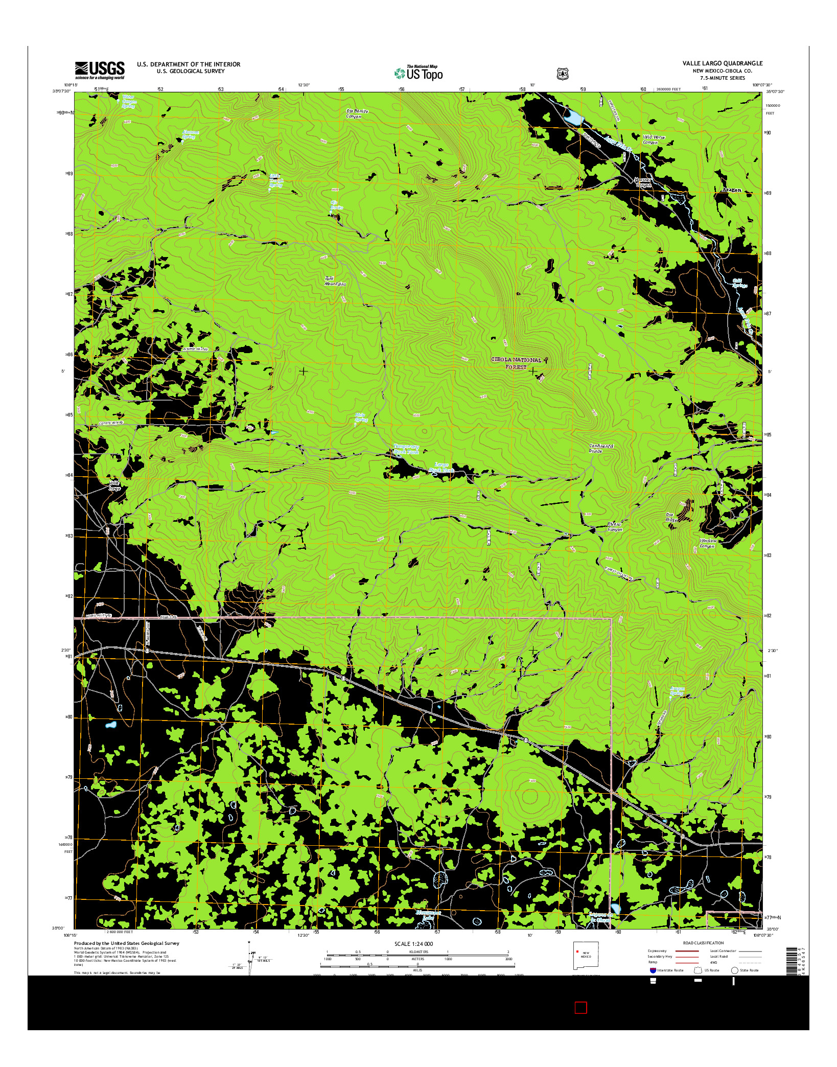 USGS US TOPO 7.5-MINUTE MAP FOR VALLE LARGO, NM 2017