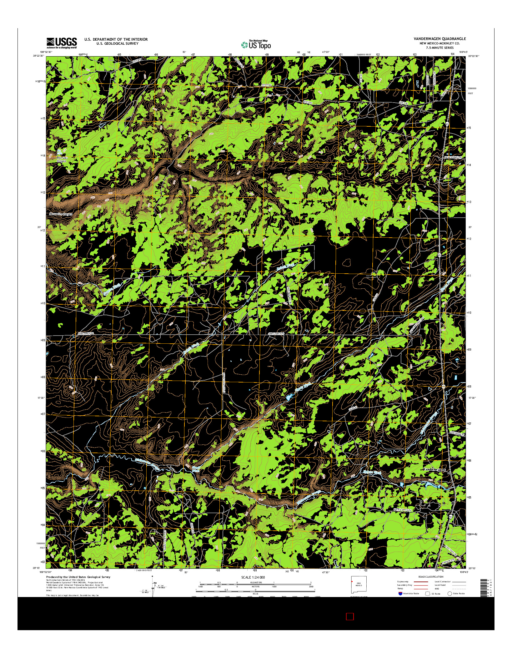 USGS US TOPO 7.5-MINUTE MAP FOR VANDERWAGEN, NM 2017