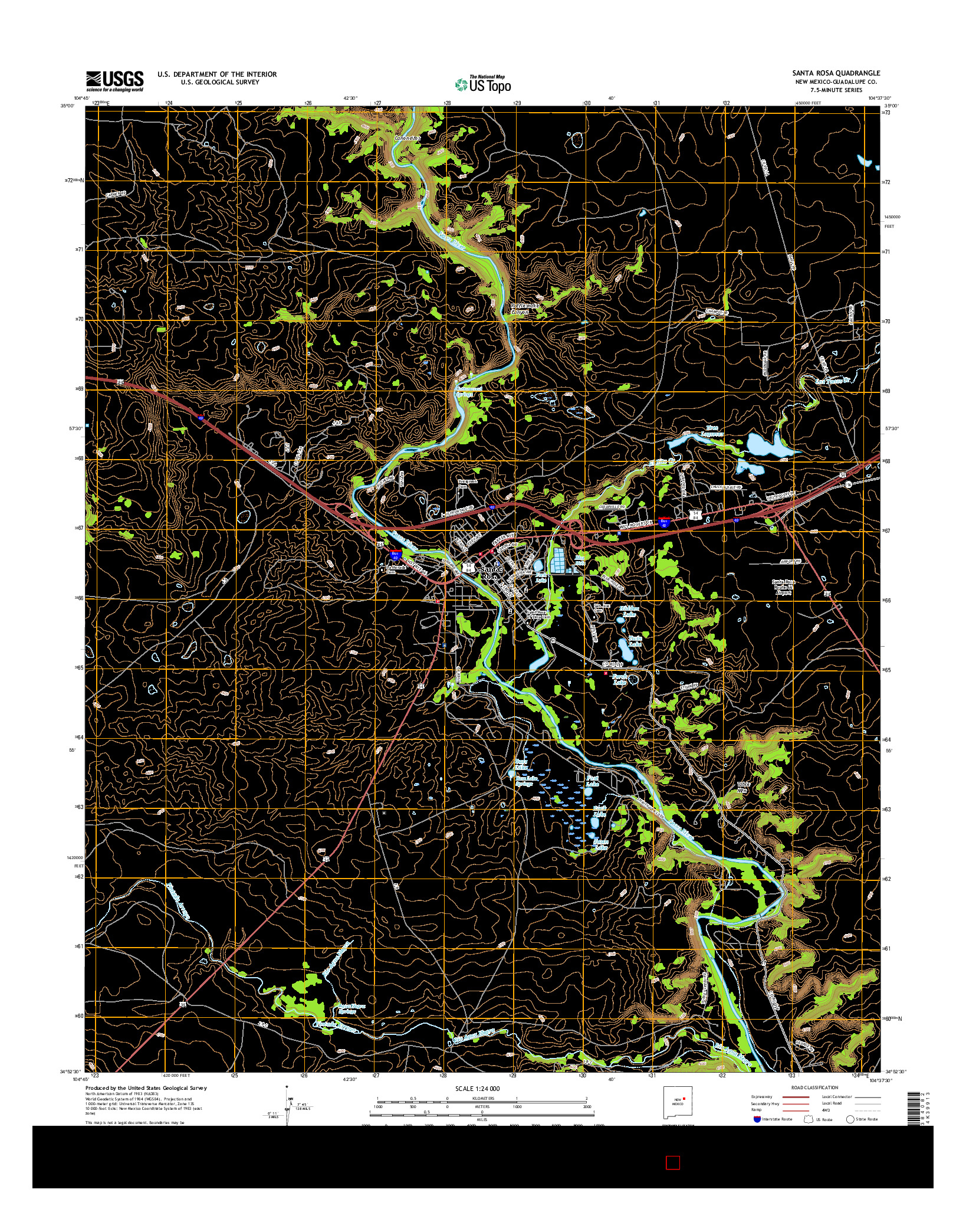 USGS US TOPO 7.5-MINUTE MAP FOR SANTA ROSA, NM 2017