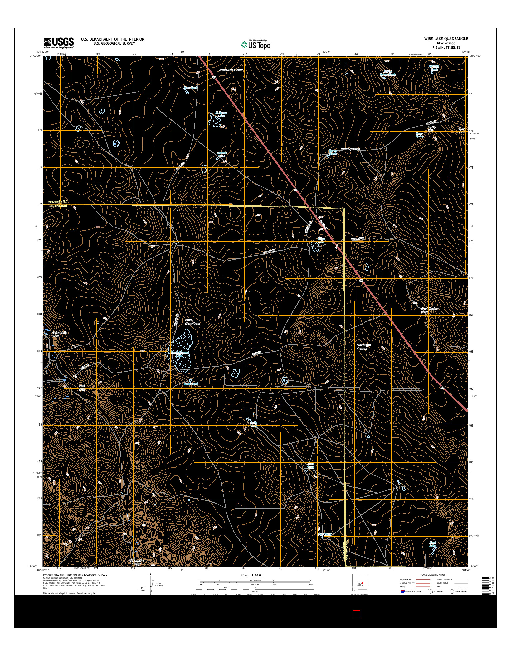 USGS US TOPO 7.5-MINUTE MAP FOR WIRE LAKE, NM 2017
