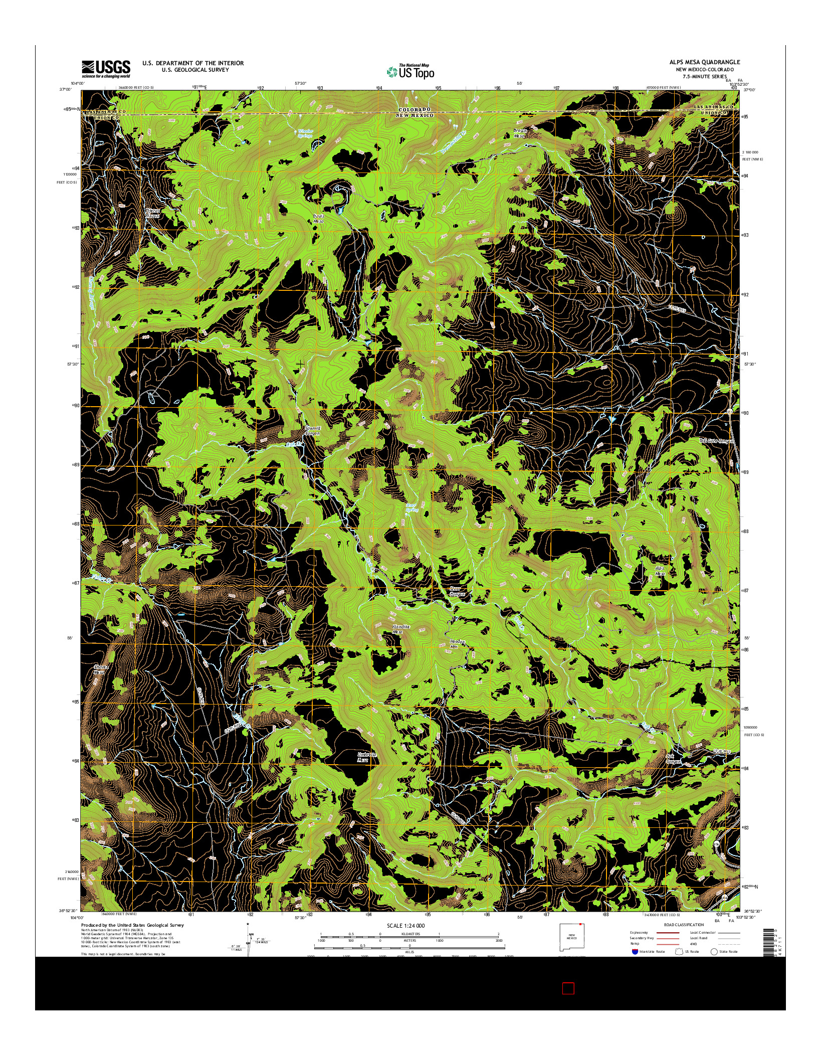 USGS US TOPO 7.5-MINUTE MAP FOR ALPS MESA, NM-CO 2017