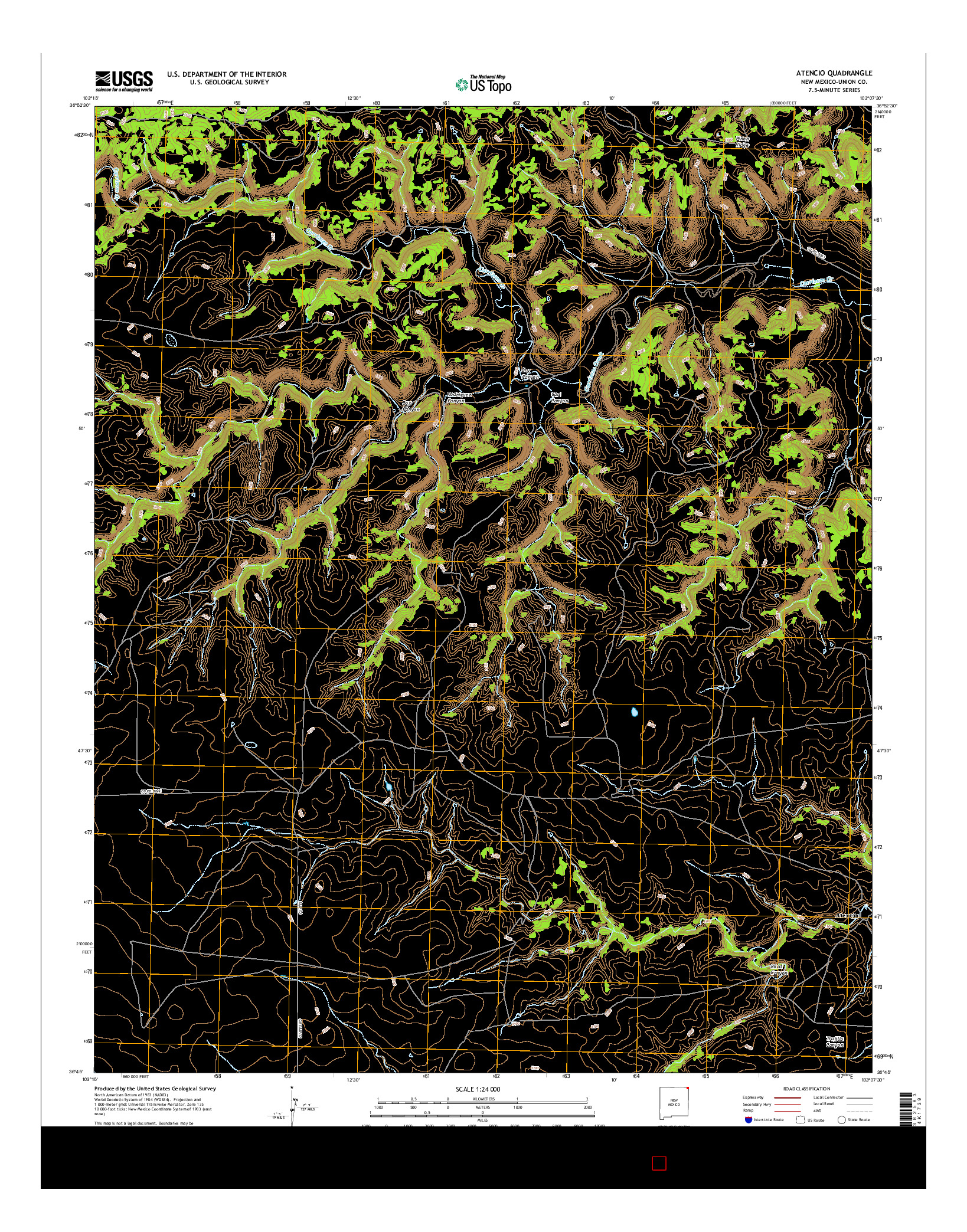 USGS US TOPO 7.5-MINUTE MAP FOR ATENCIO, NM 2017