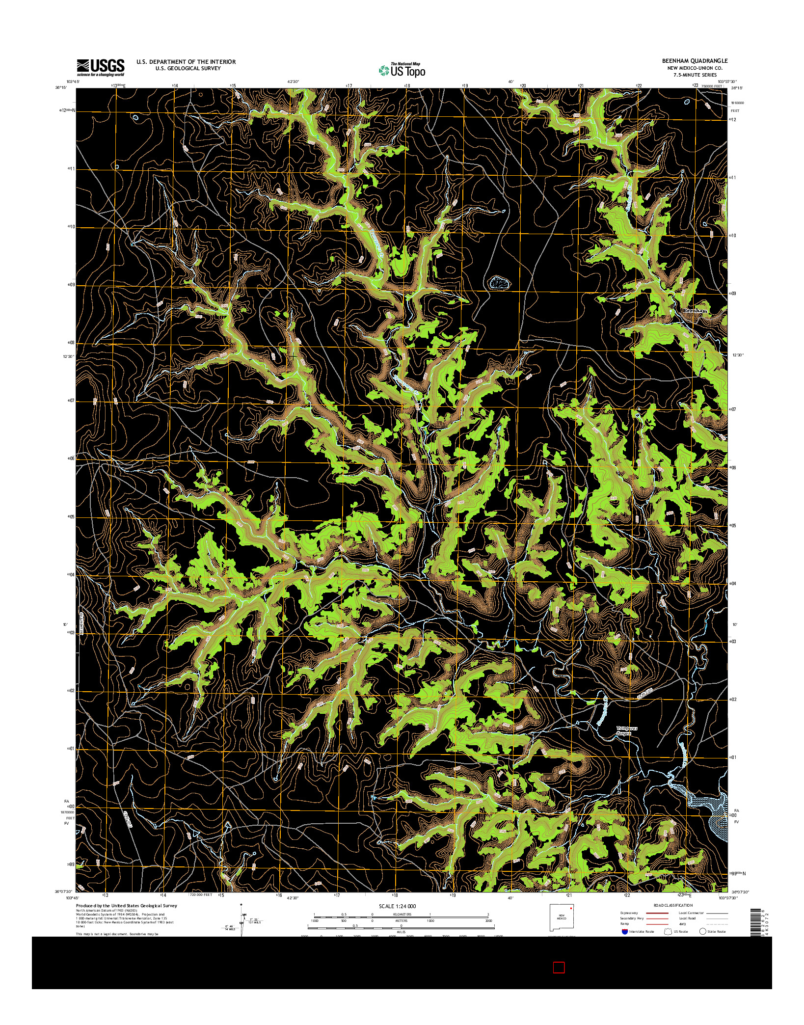 USGS US TOPO 7.5-MINUTE MAP FOR BEENHAM, NM 2017