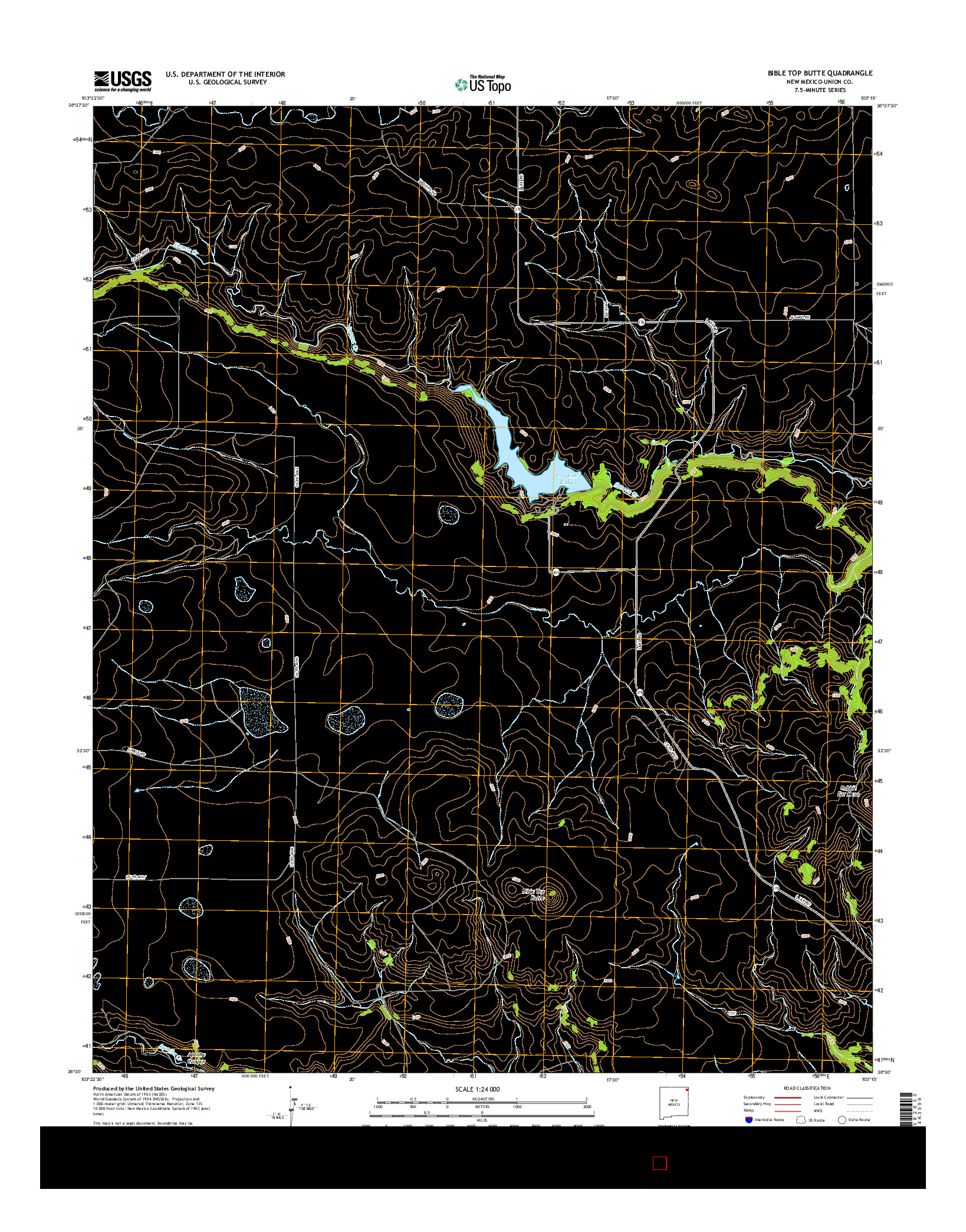 USGS US TOPO 7.5-MINUTE MAP FOR BIBLE TOP BUTTE, NM 2017