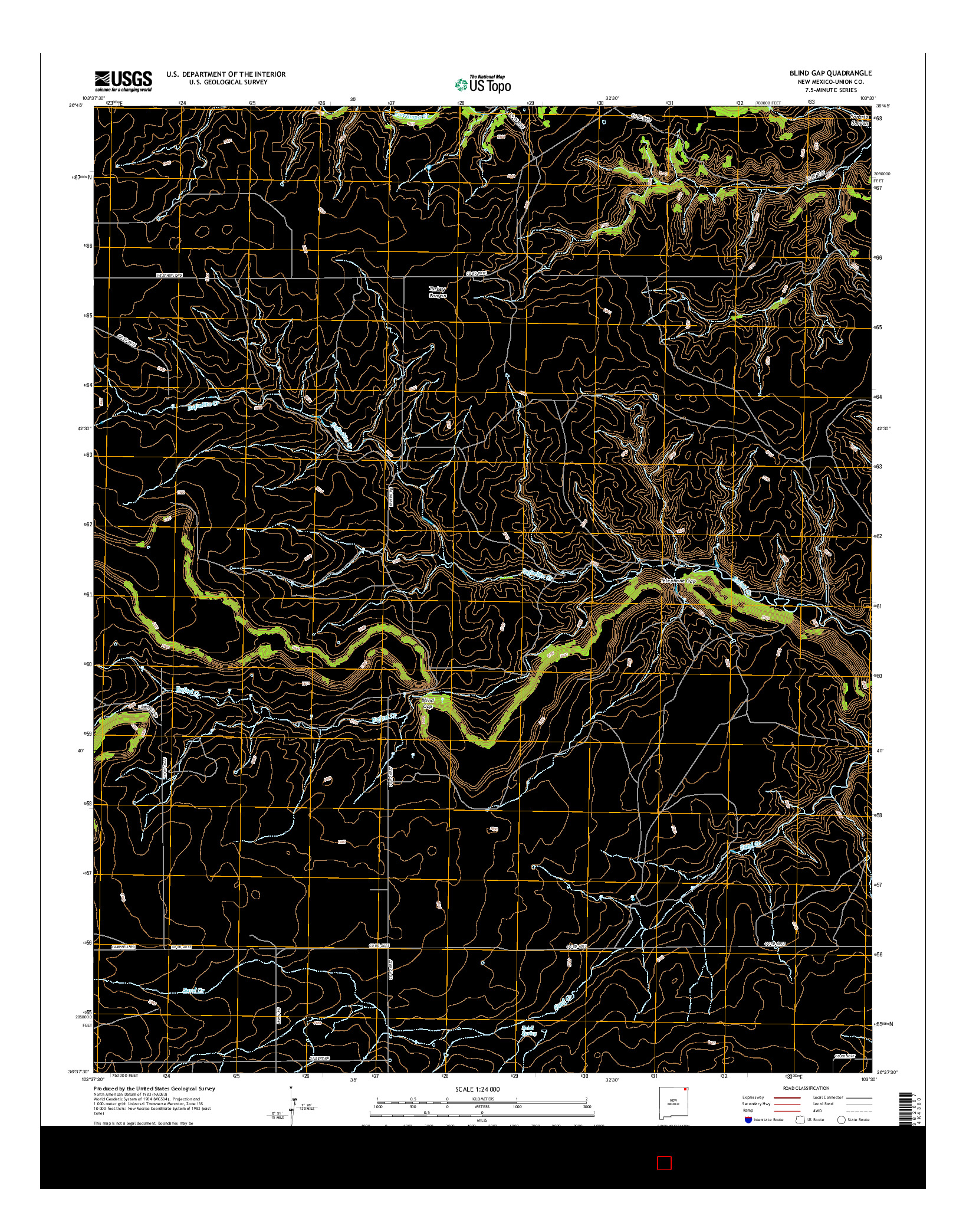 USGS US TOPO 7.5-MINUTE MAP FOR BLIND GAP, NM 2017