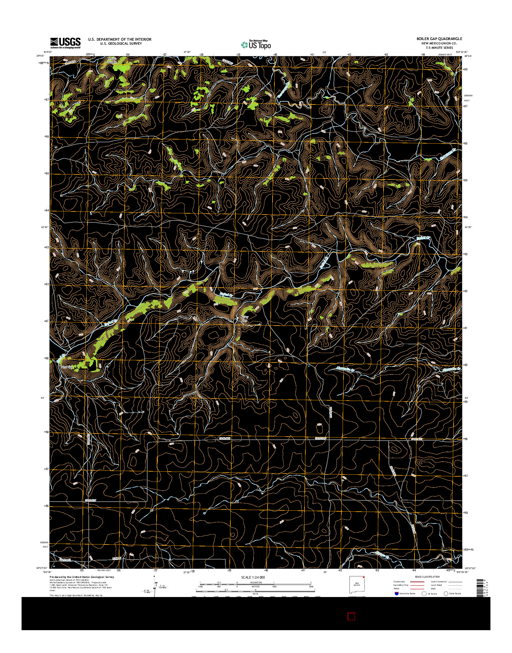 USGS US TOPO 7.5-MINUTE MAP FOR BOILER GAP, NM 2017